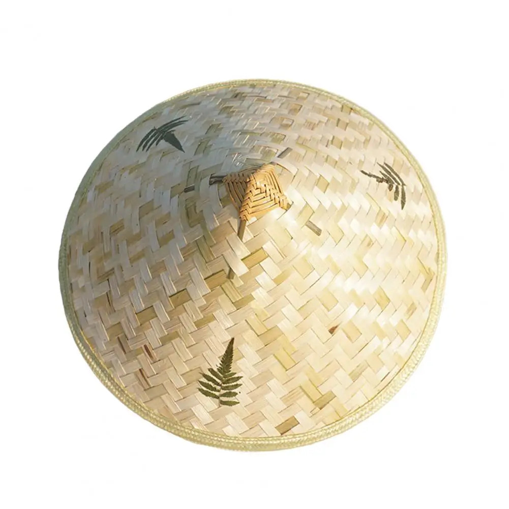 Bamboo Hat with Adjustable Drawstring Breathable Mesh Inner Chinese Straw Sun Ha
