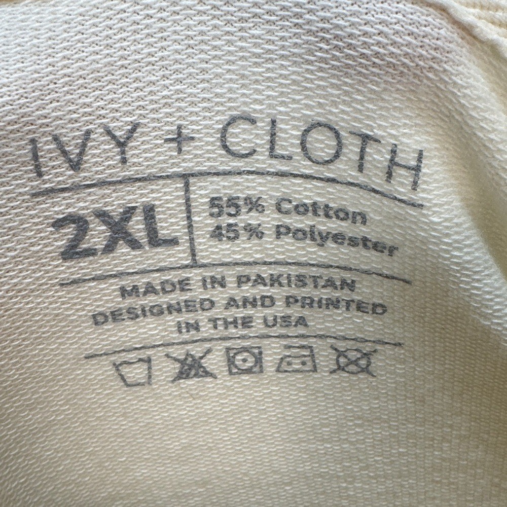 Ivy + Cloth Women 2XL Ivory Alphabet I Love U Print Crew U Neck Sweat Shirt