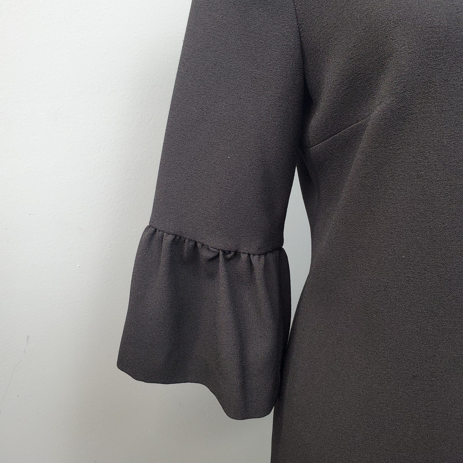 Karl Lagerfeld Paris Sheath Dress Women 8 Black Beaded Neck Bell-Sleeve Back Zip