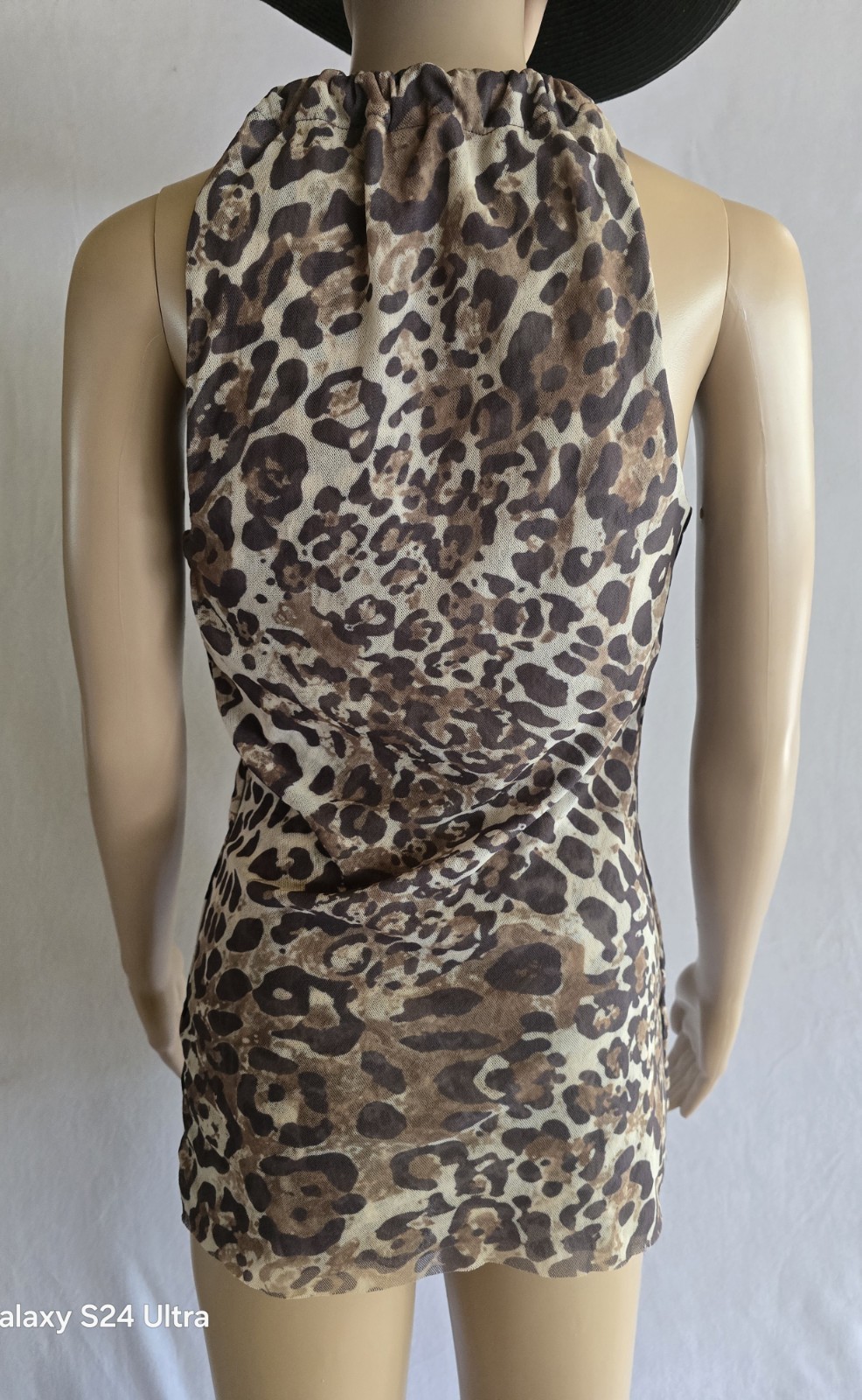 Vintage Y2K Sweet Pea by Stacy Frati Animal Print Nylon Mesh Sleeveless Top M
