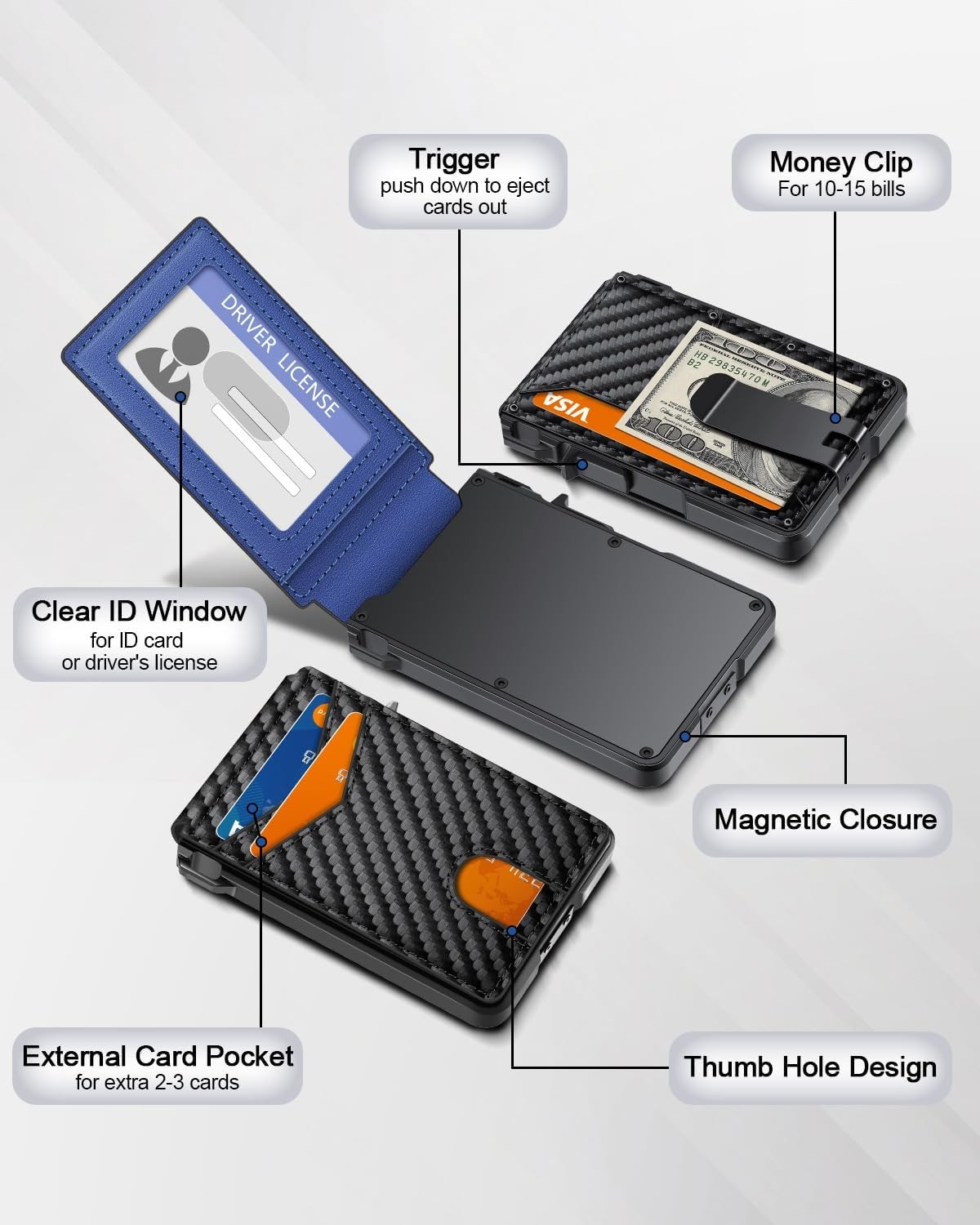 ZALVEX RFID Blocking Pop Up Wallet for Men Metal Aluminum