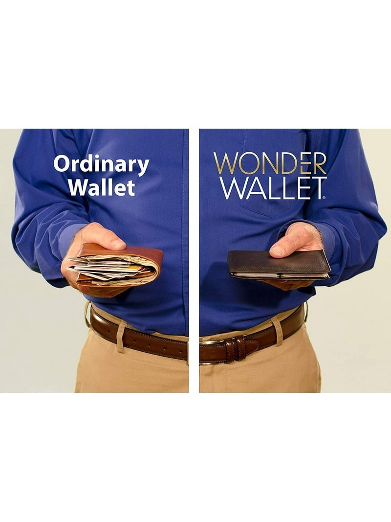 Wonder Wallet Black Leather Amazing Slim Thin RFID Wallets As Seen on TV 2 Pack