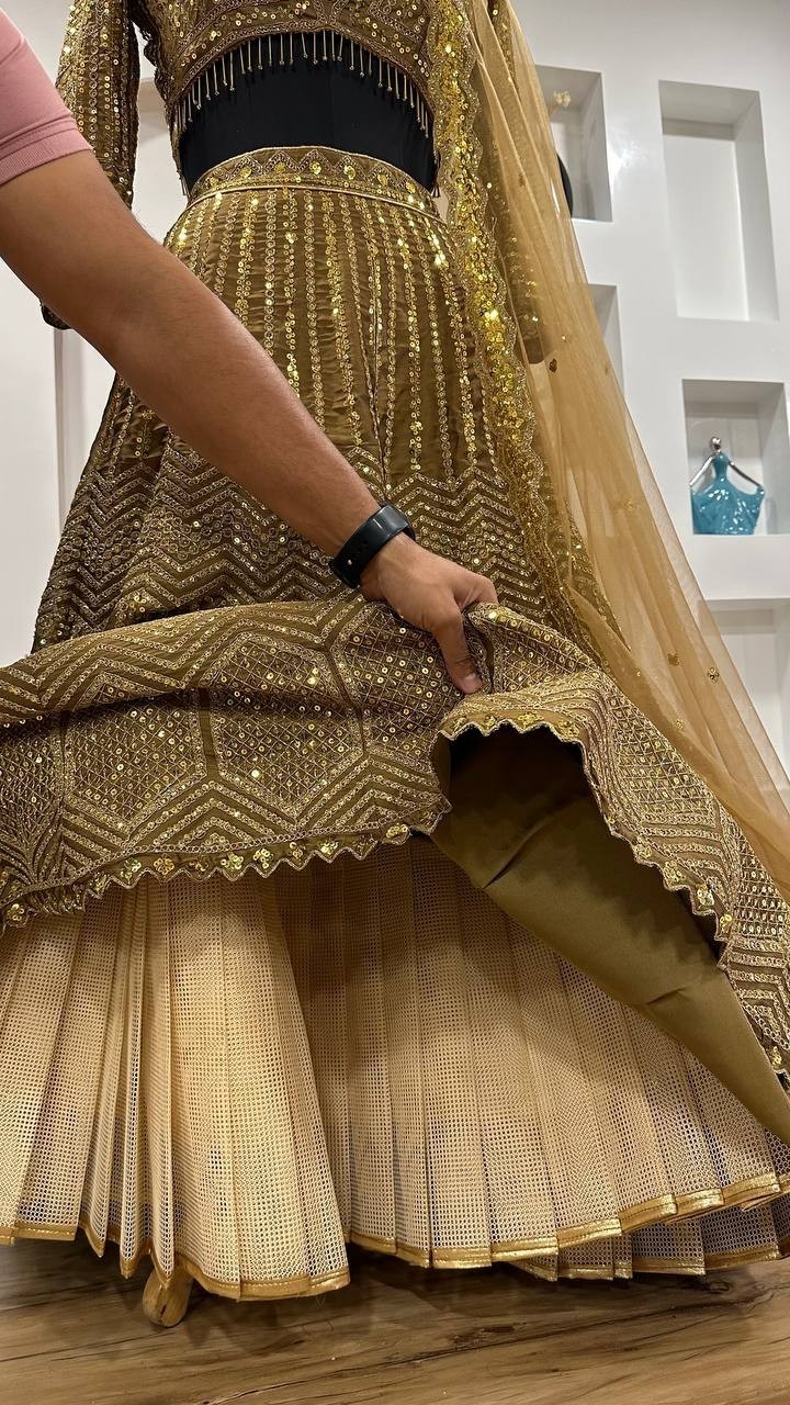 women designer lehenga choli Wedding Bridal Heavy Embroidery sequins dupatta set