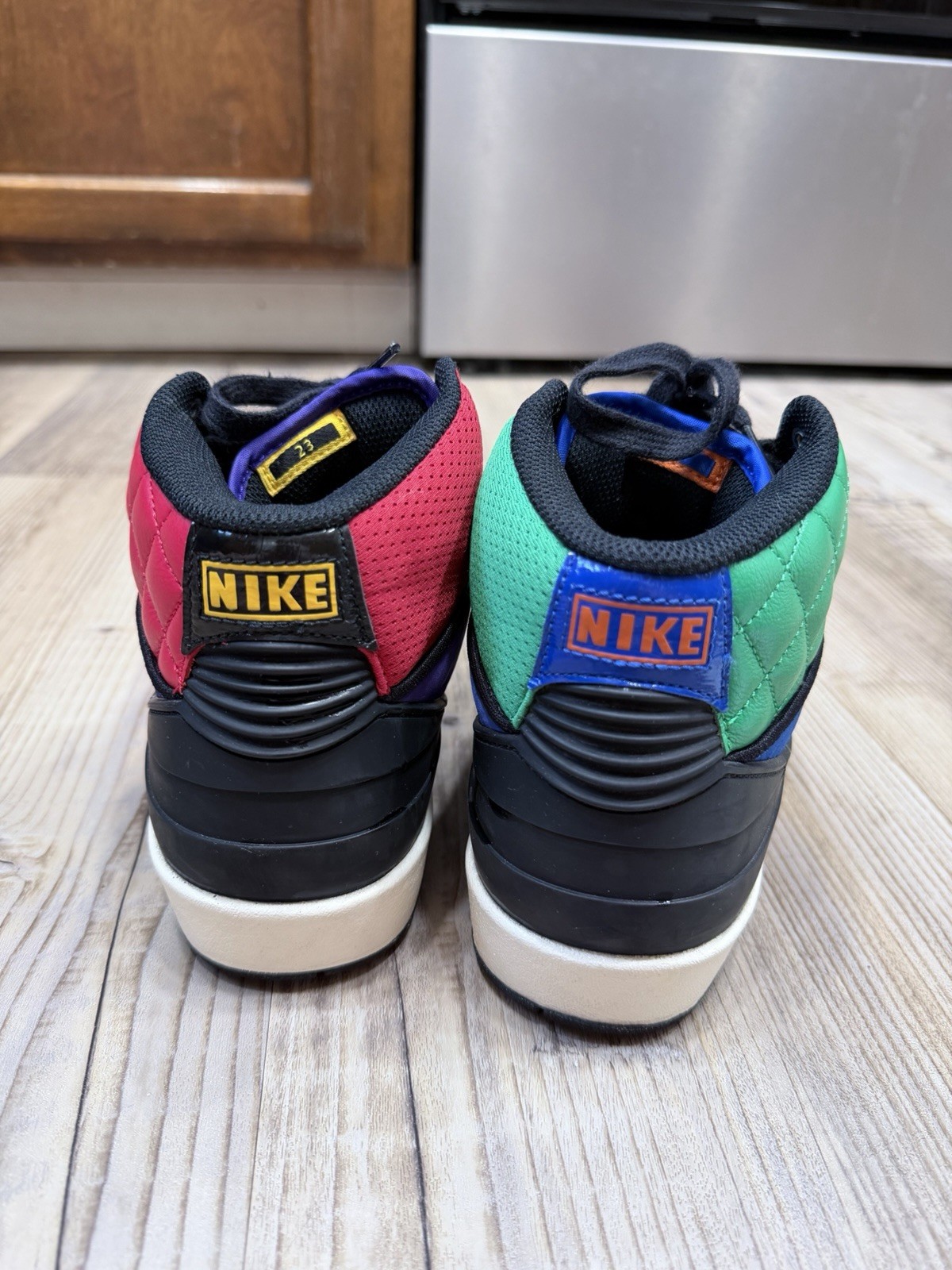 Nike Jordan Retro 2 Mid Top Multicolor Colorblock Leather Lace-Up Sneakers