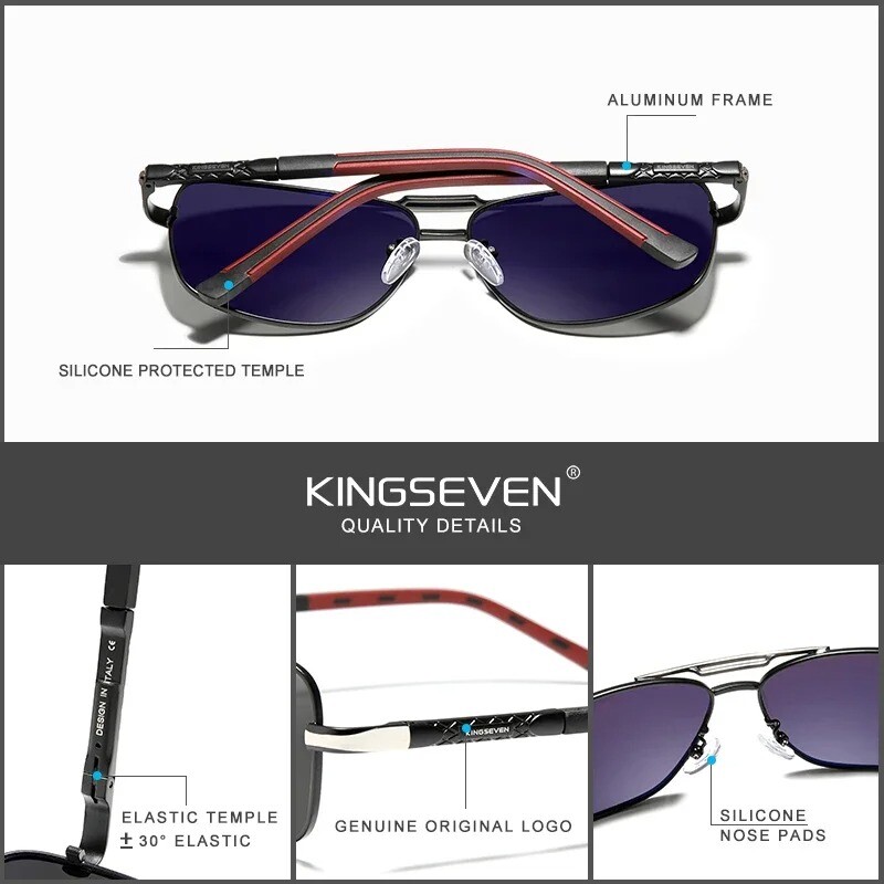 KINGSEVEN 2025 Brand Men Aluminum Sunglasses HD Polarized UV400 Mirror Male Sun