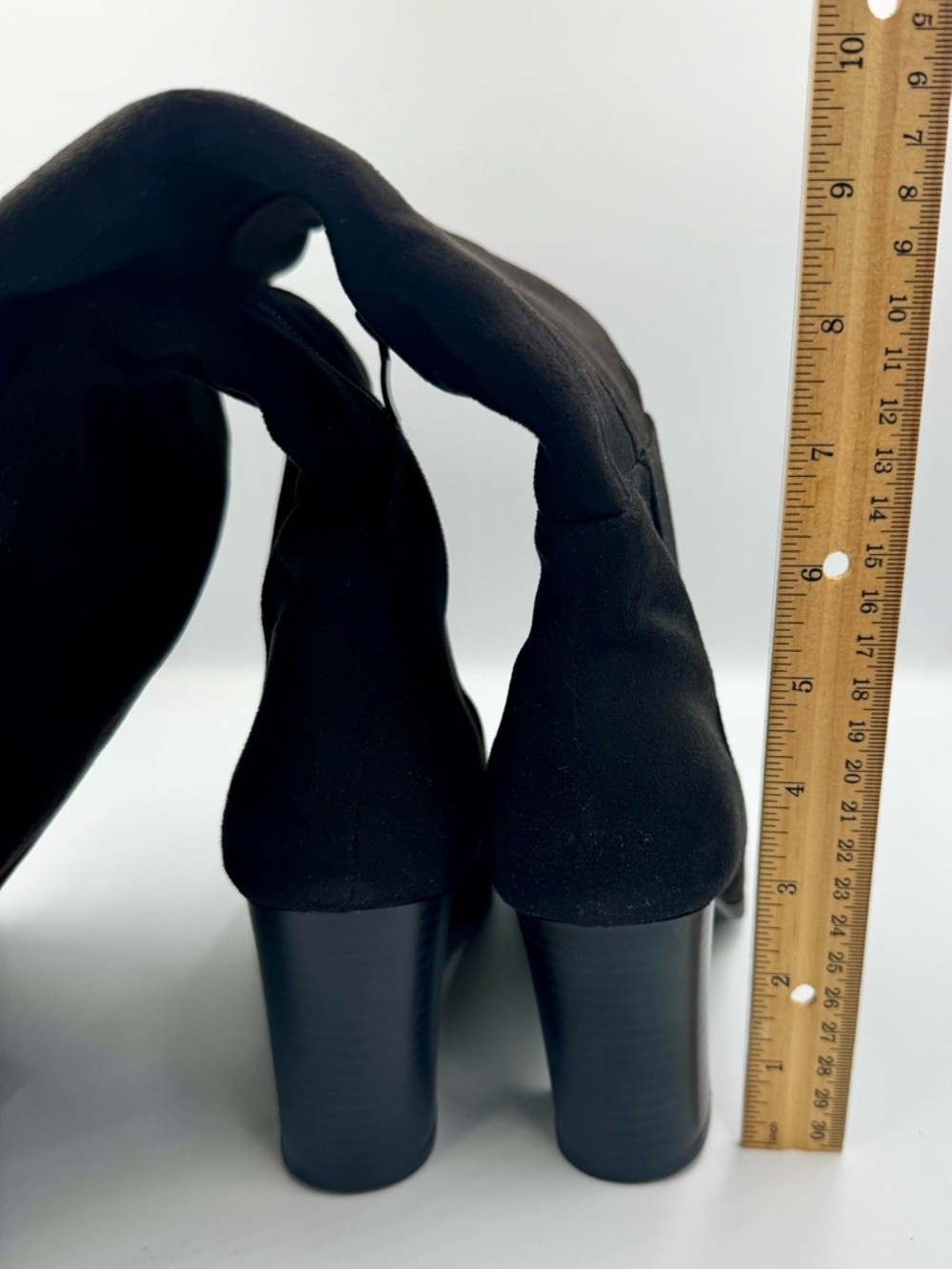 ZBY Black Faux Suede Knee High Boots | Chunky Block Heel Square Toe Size 8.5