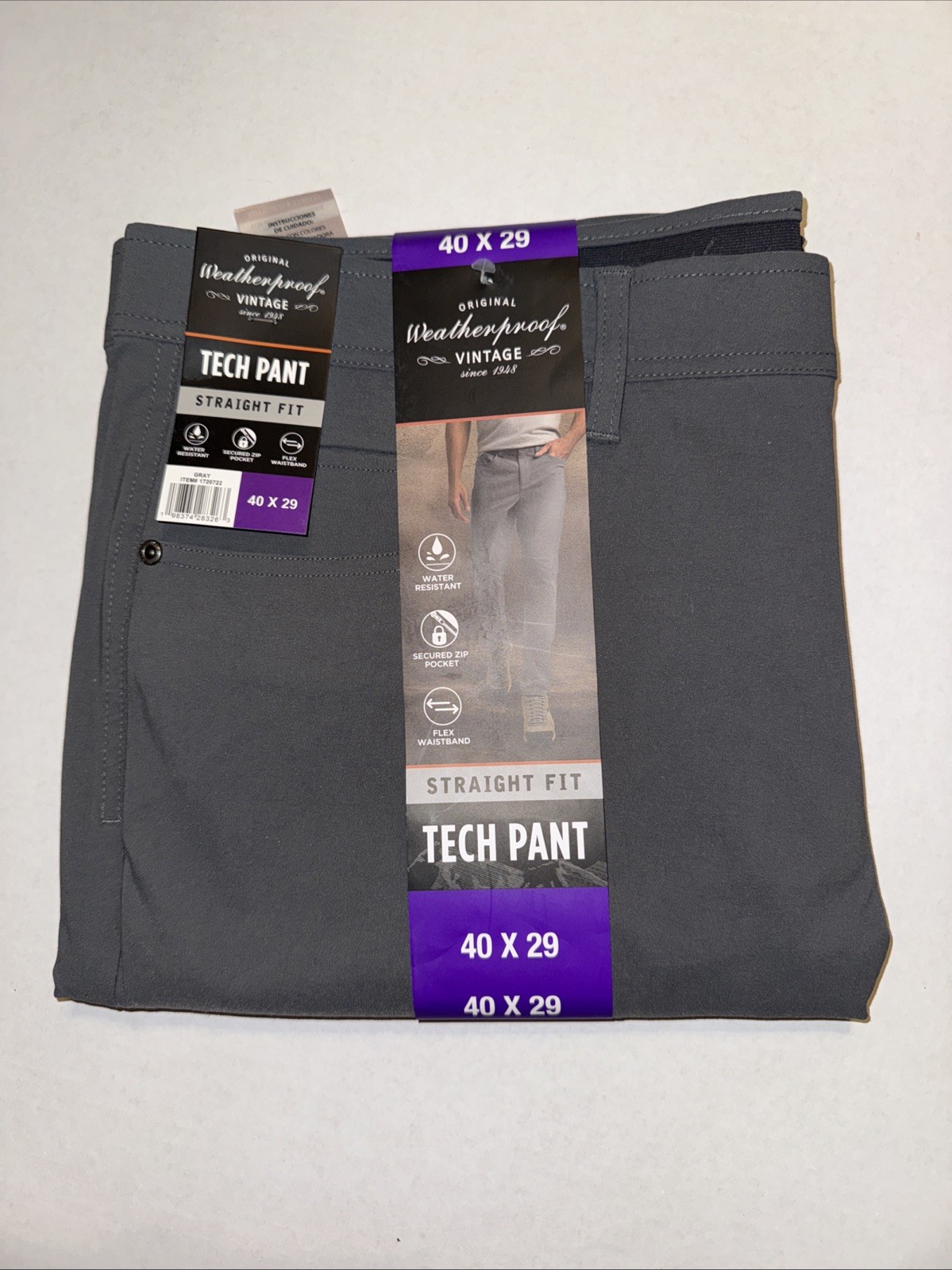 WEATHERPROOF ORIGINAL VINTAGE MEN’S TECH PANTS, WATER RESISTANT, FLEX WAISTBAND