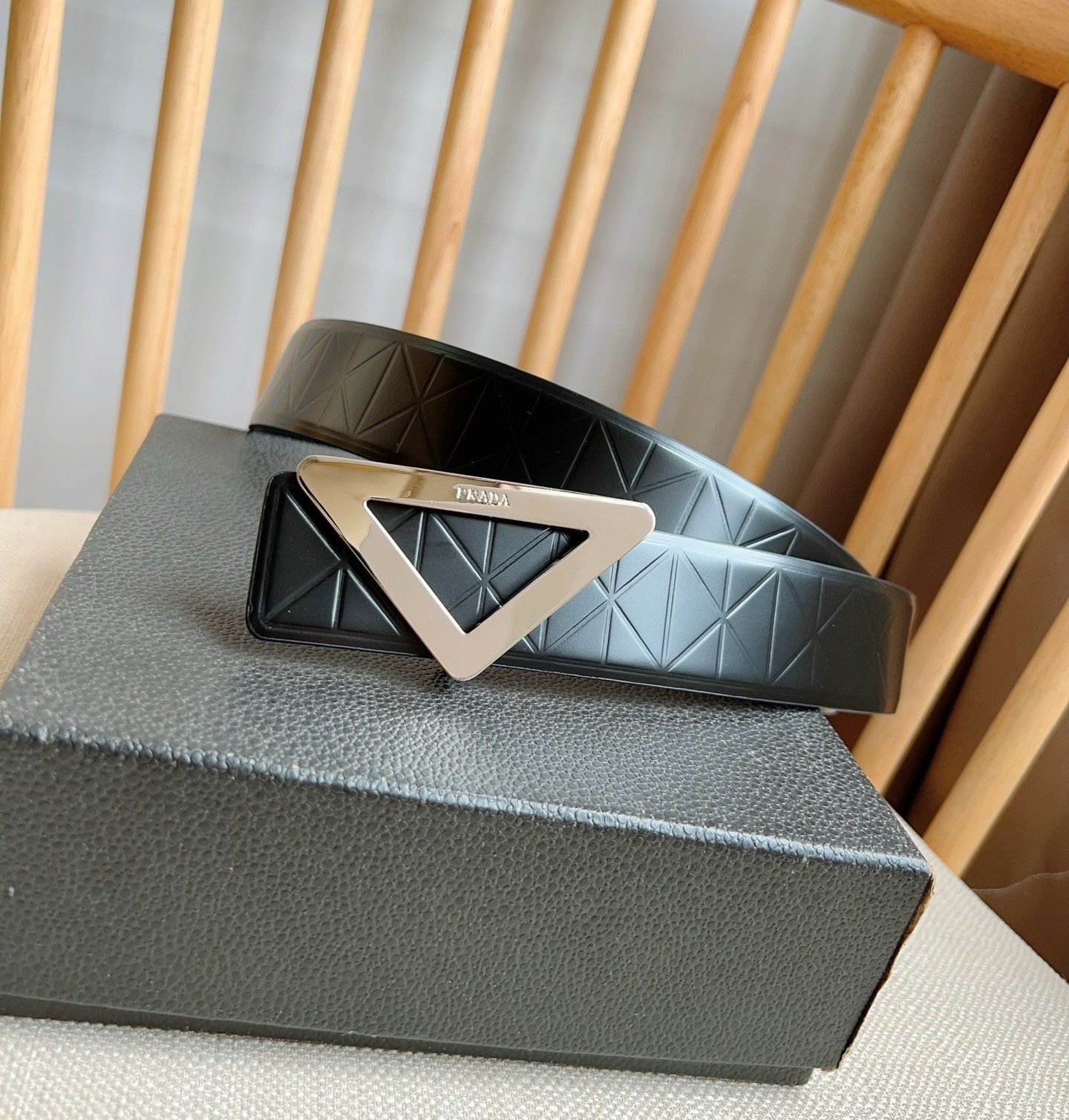Prada men’s leather belt in Black