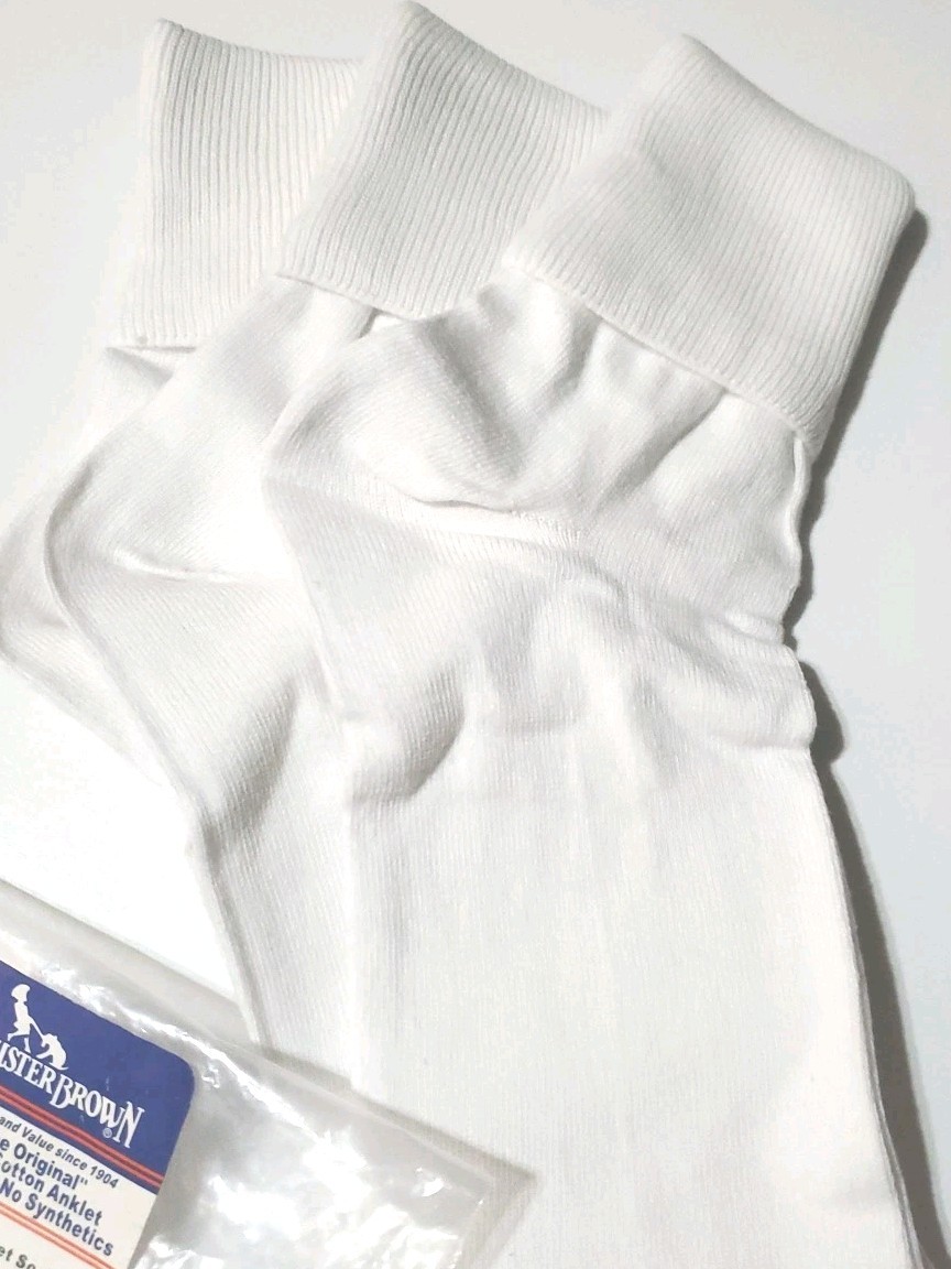 3 Pr Buster Brown 100% Cotton Anklet Socks Sz 11 XL Style 1069 White No Elastic