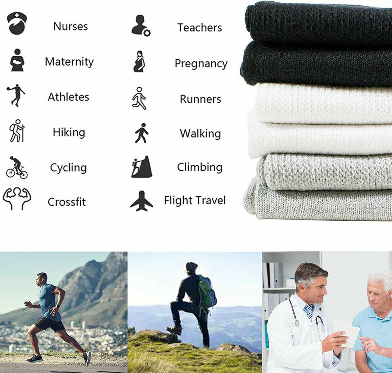 12 Pairs Diabetic Ankle Quarter Crew Socks Health Cotton Men Women Circulatory
