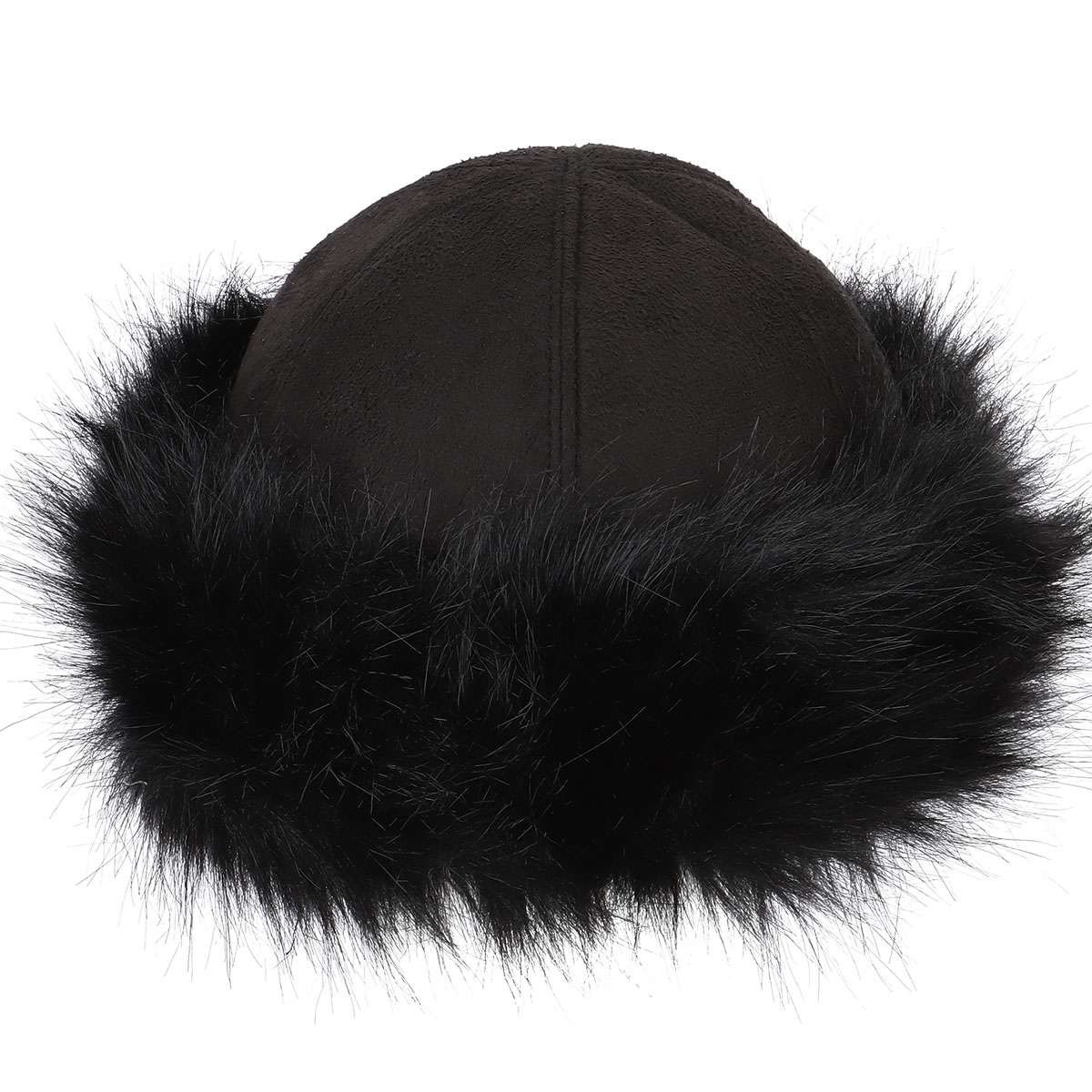 Women Winter Fake Fur Hat Mongolian Cap Warm Beanie W/Soft Fluffy Fur Brim Hat