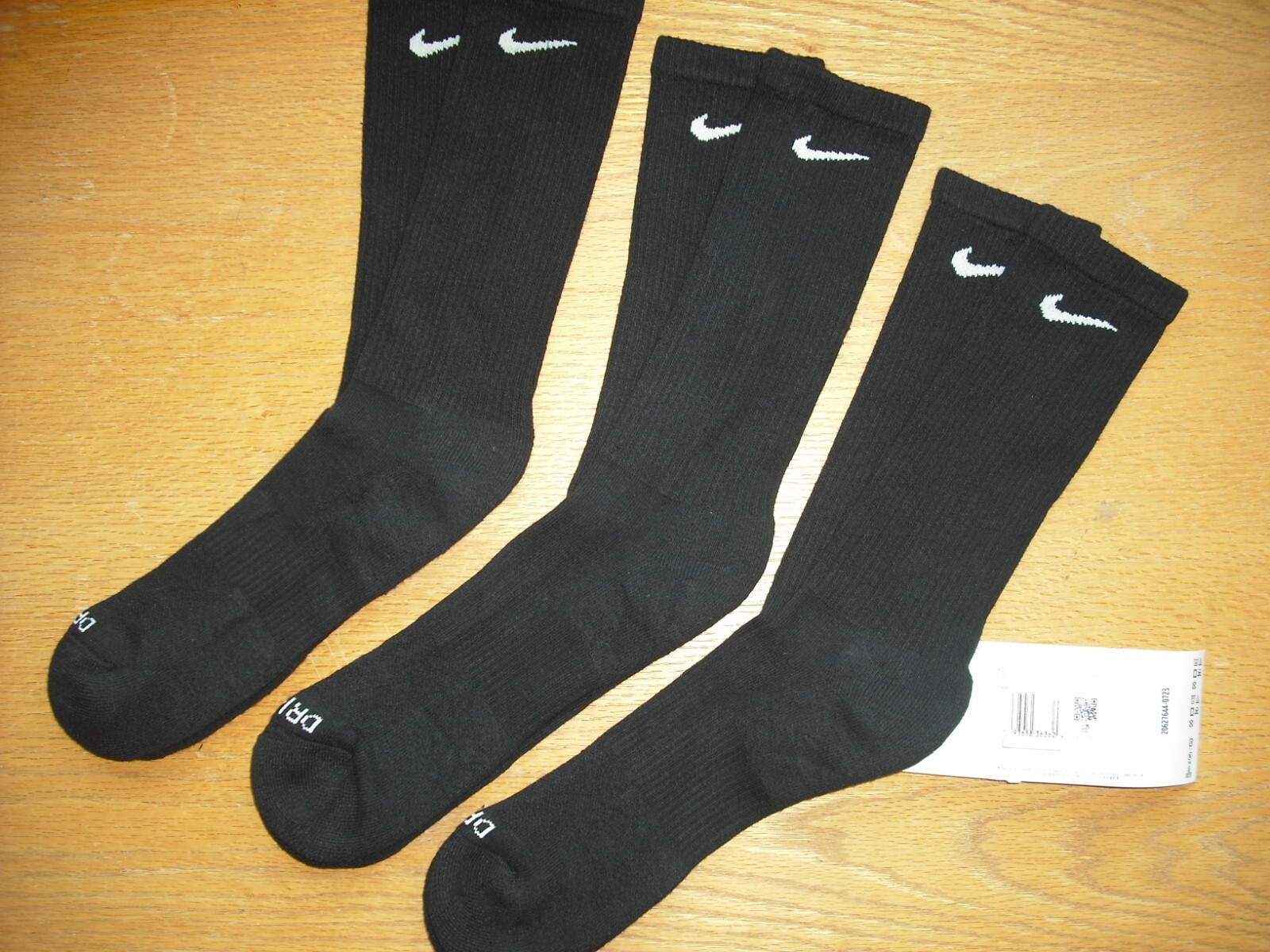 Mens NWT NIKE Crew Socks 3prs Everyday PLUS DRI-FIT Black Cushioned Sz:XL(12-15)