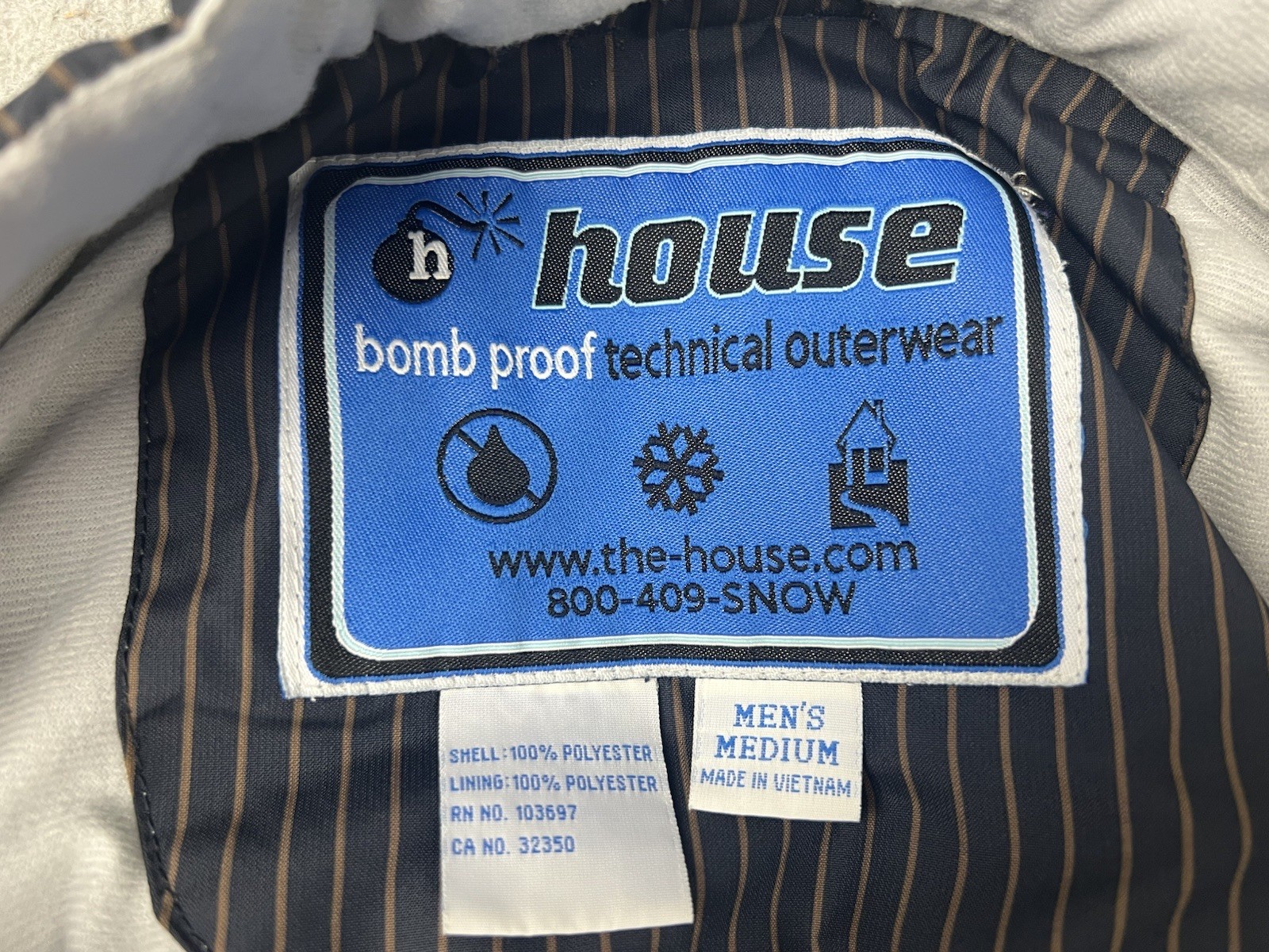 House Bomb Proof Technical Snow Pants Mens Medium Snowboard Outerwear Pinstripes