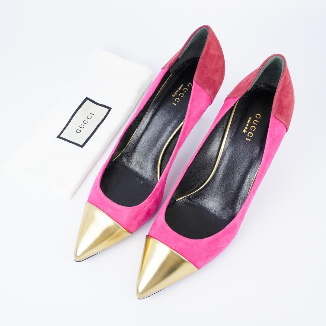 Gucci Pink Suede Pointed Toe Stiletto Heels 7.1-10cm Pre-owned 25cm