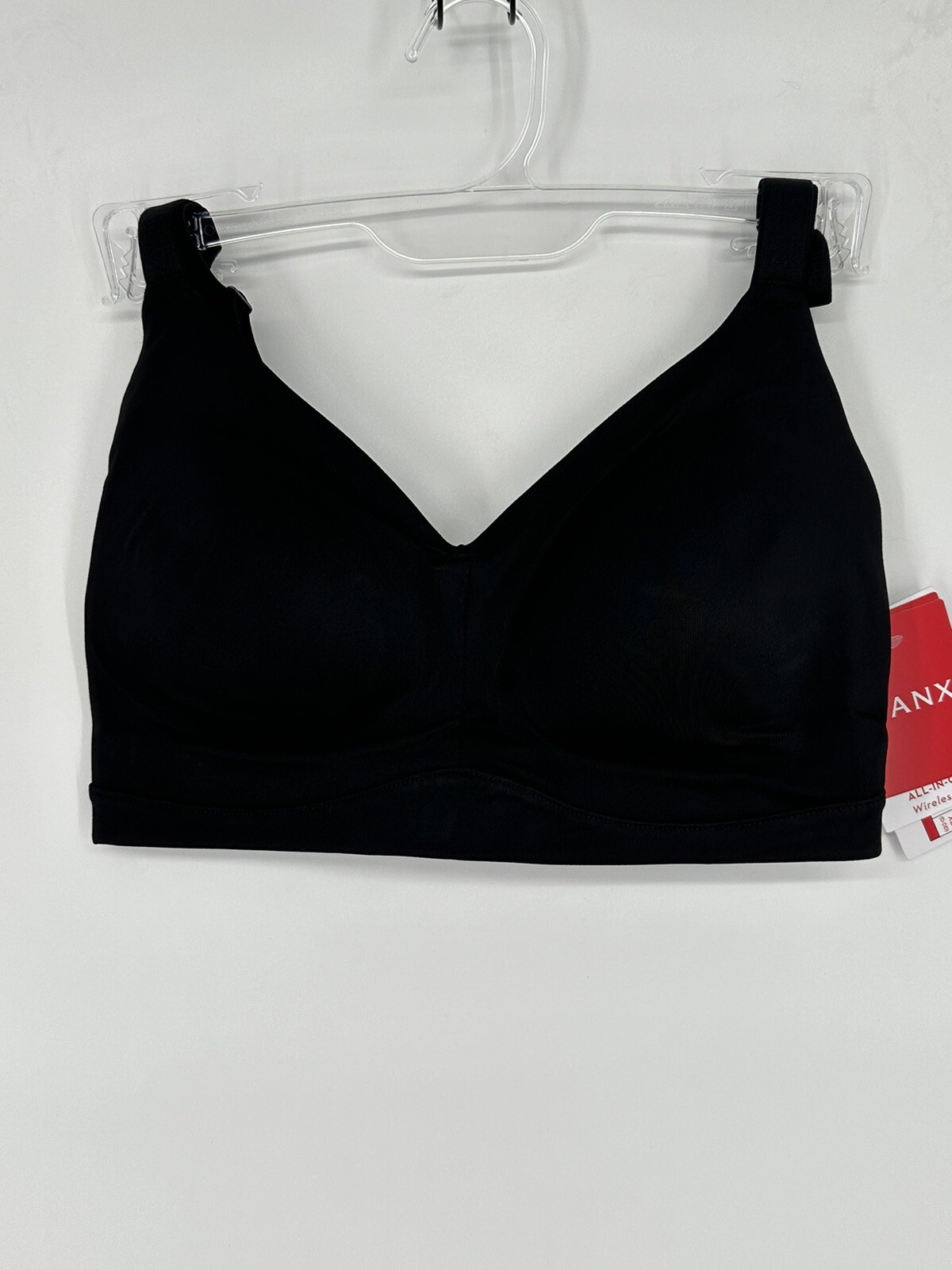 NEW Spanx All-In-One Wireless Bra Sz L Black Cup D-DD Nylon Elast $64 W1