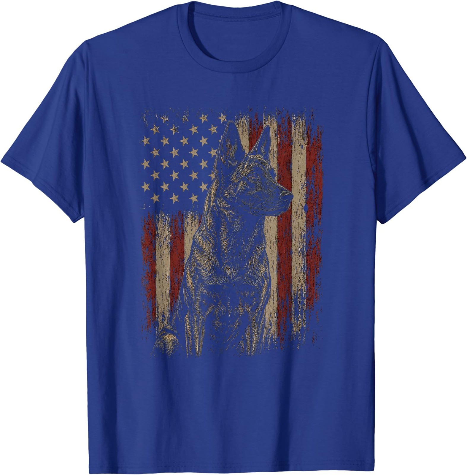 American Flag Dutch Shepherd Artwork Design T-Shirt
