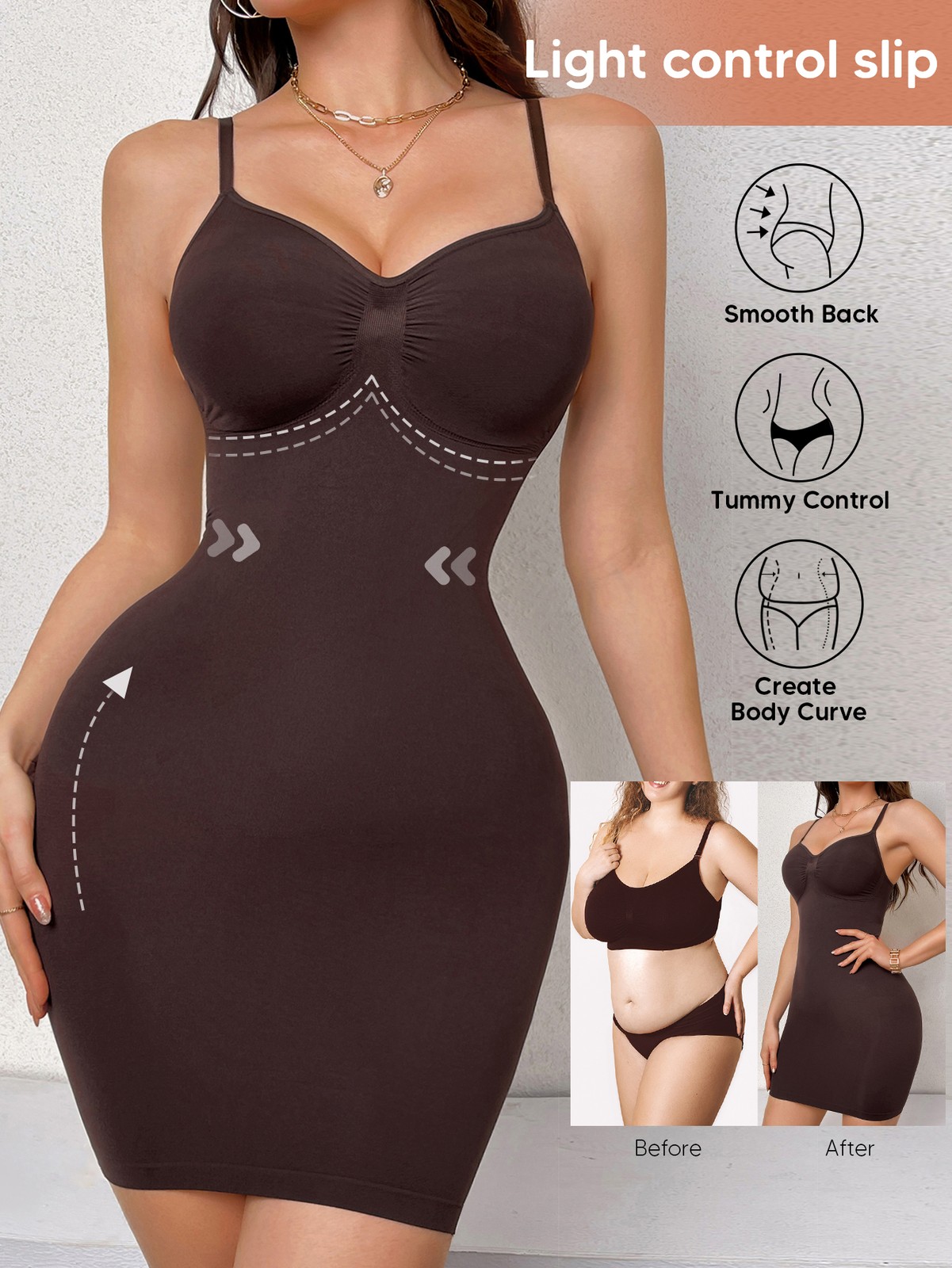 Women Slip Dress Shapewear Firm Tummy Control Full Body Shaper for Under Dresses