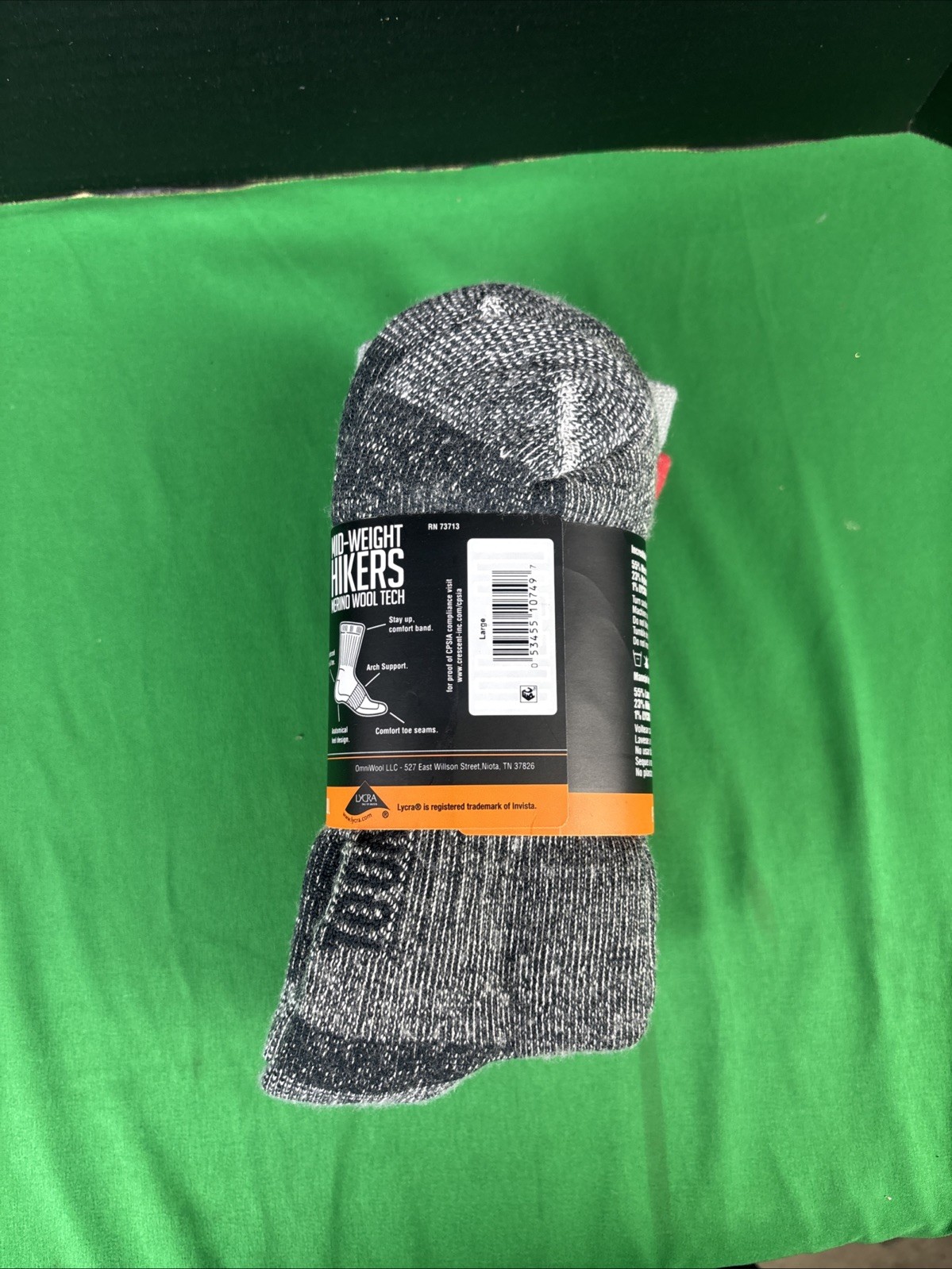 Omniwool 3-Pack Wool Tech Hiking Sock Size Large Color Pack
