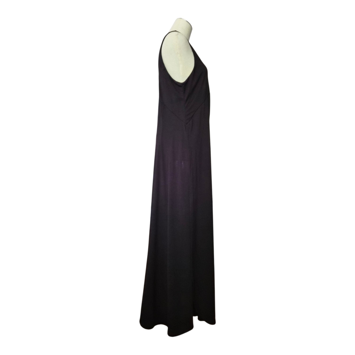Halara U Neck Flowy Maxi Casual Tank Dress Black High Side Slit Size Large NWT