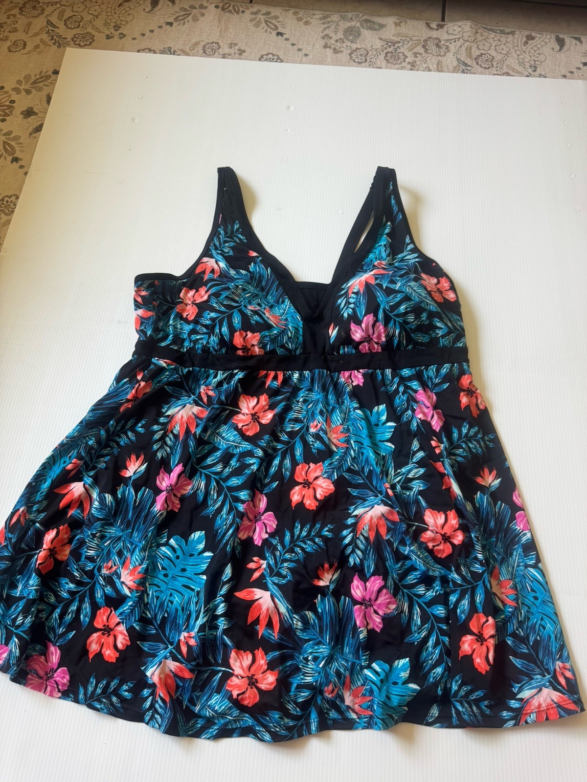 Women’s Plus Size Swim Dress One Piece Swimsuit Floral Tropical Size Unknown