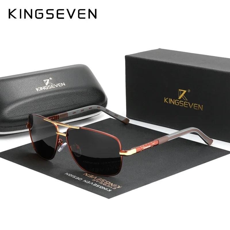 KINGSEVEN 2025 Brand Men Aluminum Sunglasses HD Polarized UV400 Mirror Male Sun