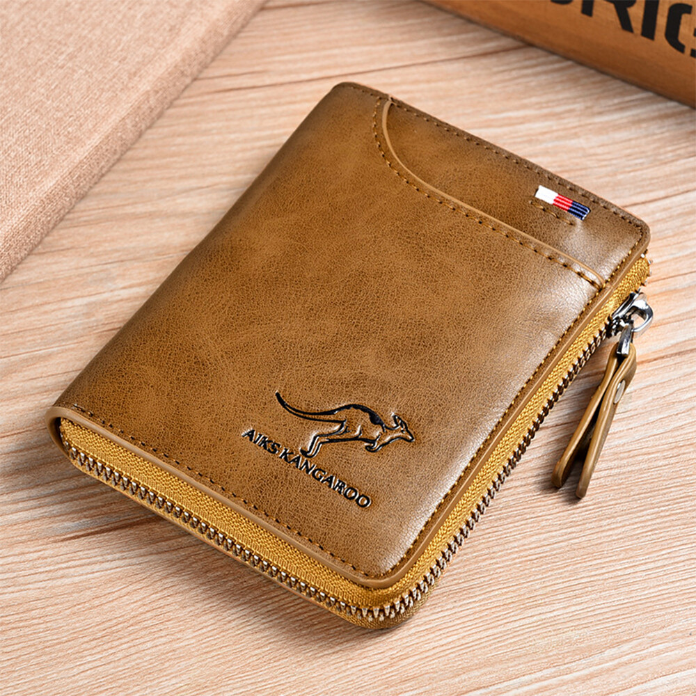 Waterproof Mens RFID Blocking Leather Wallet Credit Card ID Holder Zipper Purse
