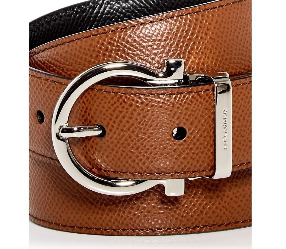 SALVATORE FERRAGAMO TAN & BLACK REVERSIBLE MENS BELT