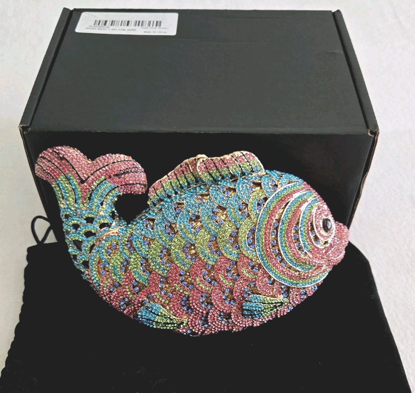 Goldfish Shaped Crystal Evening Bag Women Gorgeous Crystal Metallic Clutch Purse