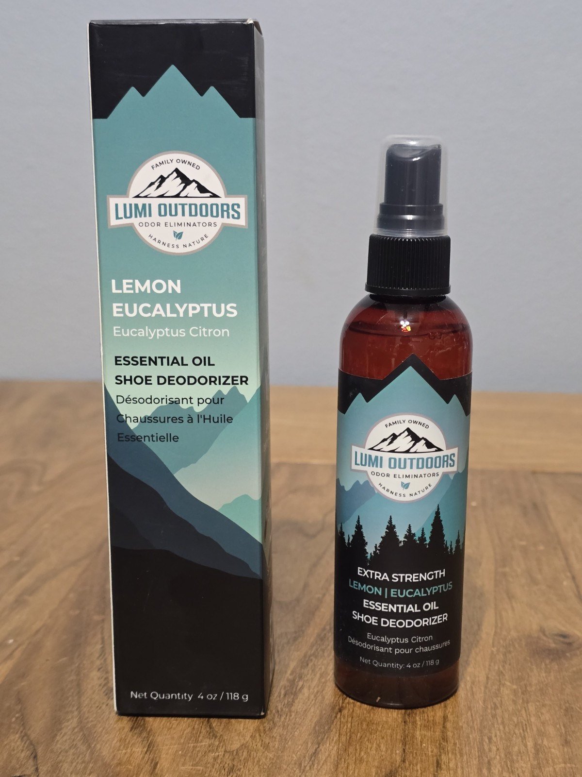 Lumi Outdoors 4oz Lemon Eucalyptus Essential Oil Natural Shoe Deodorizer Spray