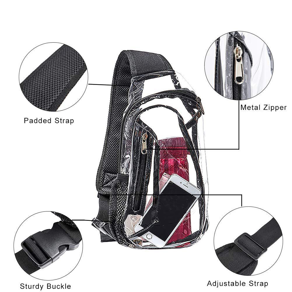 US 1-2 Pack Clear Sling Bag Stadium Approved PVC Crossbody Transparent Backpack