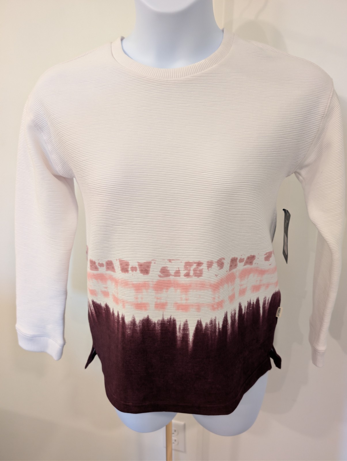 1172- Magellan Ribbed Colorblock Long Sleeve Top Womens Cream Purple – Size XL