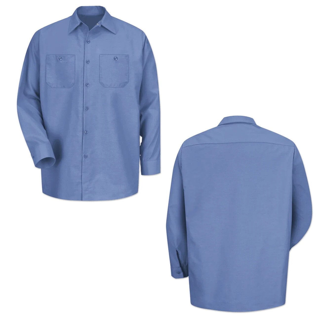 Red Kap Work Shirt Solid Color 2 Pocket Men’s Industrial Uniform Long Sleeve