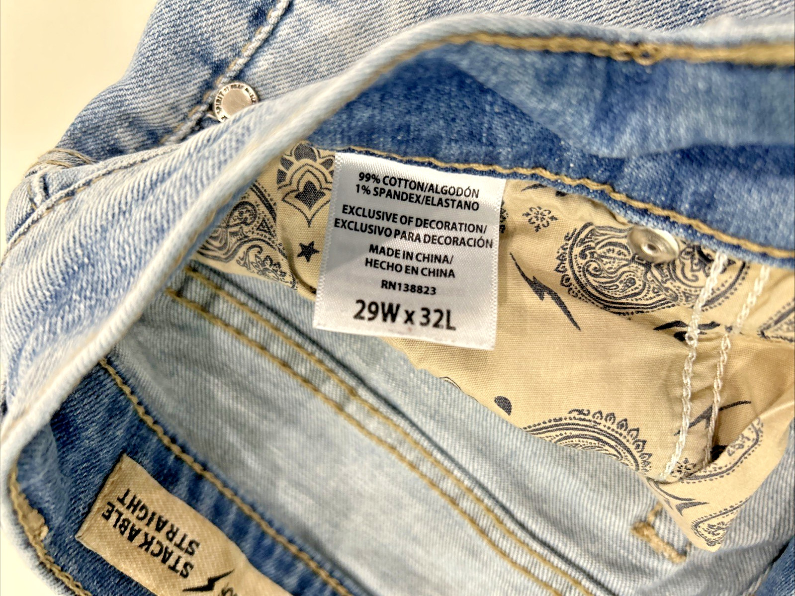 Moon Shine Spirit Jeans Mens 29×32 Blue120 Proof Stackable Straight Brad Paisley