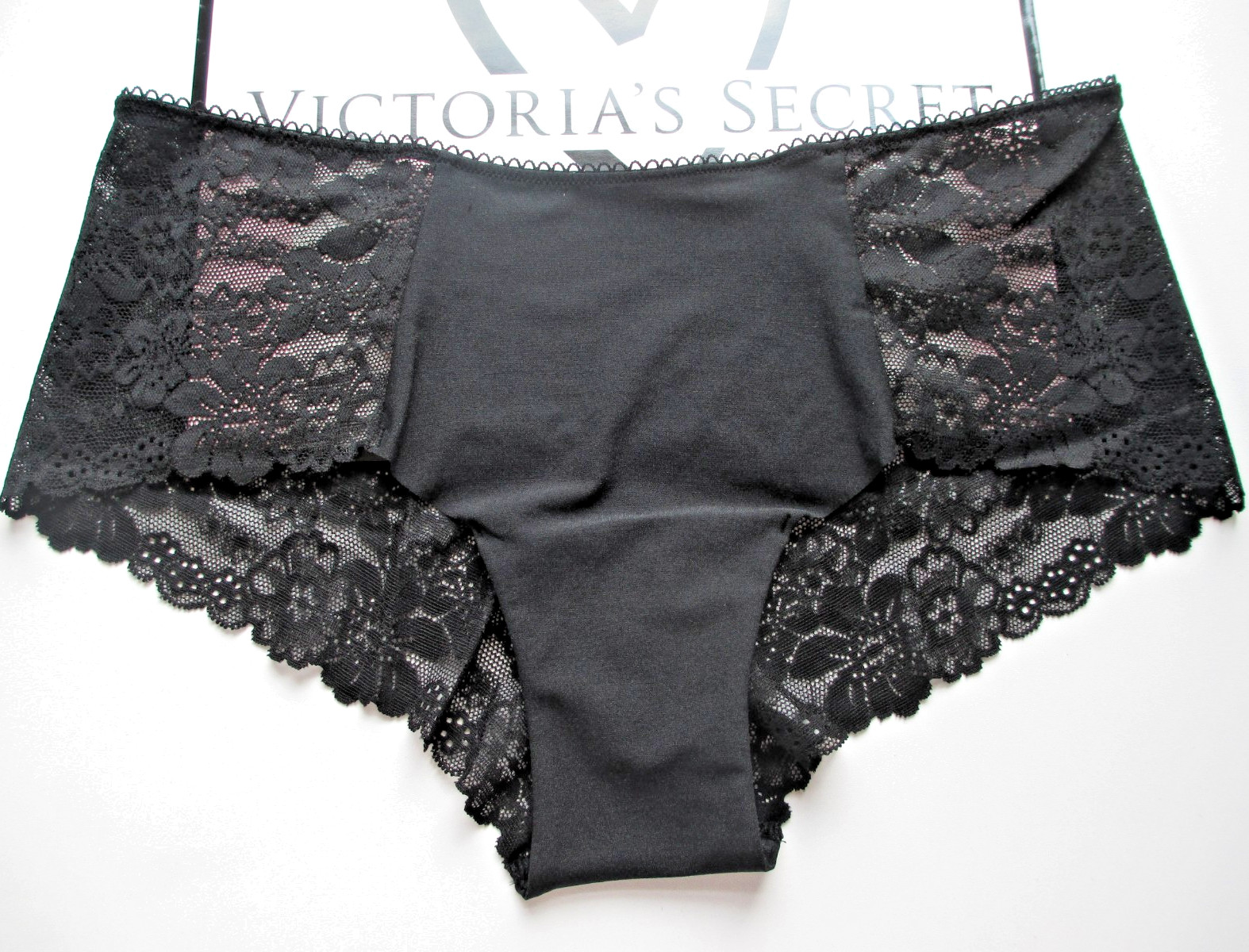 VICTORIA’S SECRET PINK No Show Cheeky Panty VS Black S M L XL Lace Back NWT