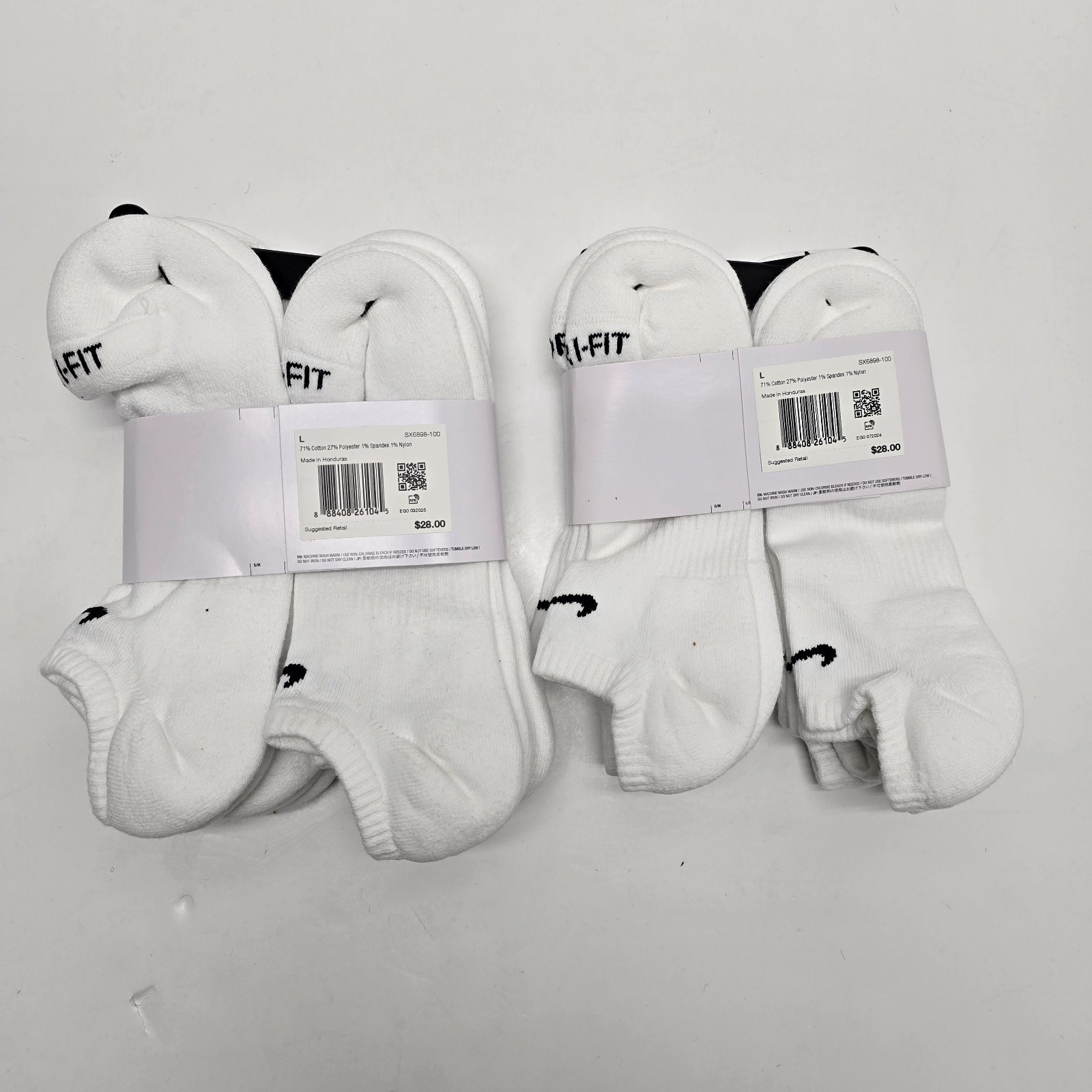 12 pairs NIKE Large Everyday WMN 10-13/MEN 8-12 Cotton Cushioned Crew SX6898-100