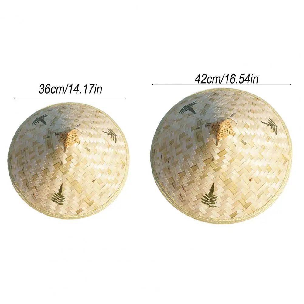Bamboo Hat with Adjustable Drawstring Breathable Mesh Inner Chinese Straw Sun Ha