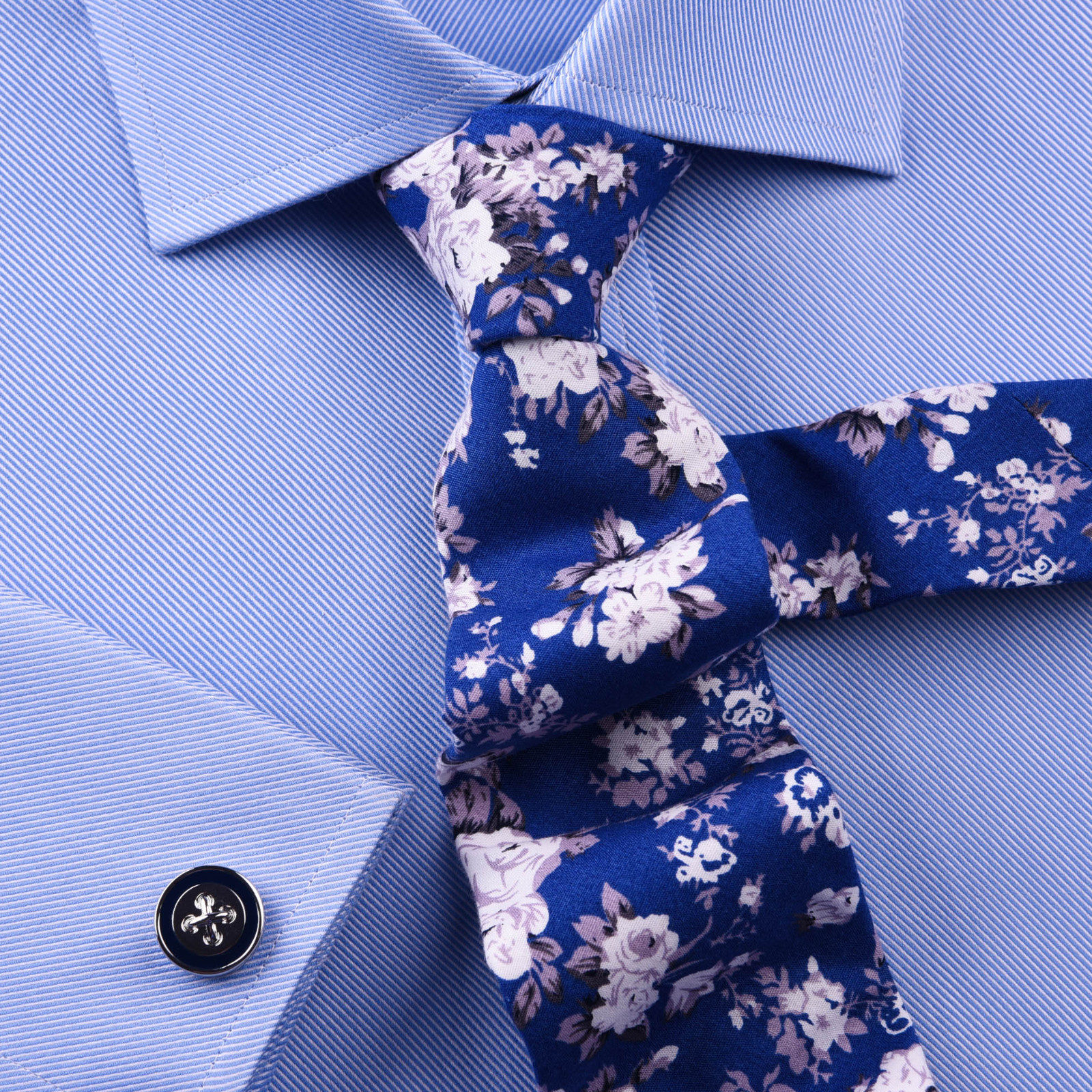 Multi Colored Floral 3″ Blue White Tie Designer Cotton Woven Necktie Sexy Luxury