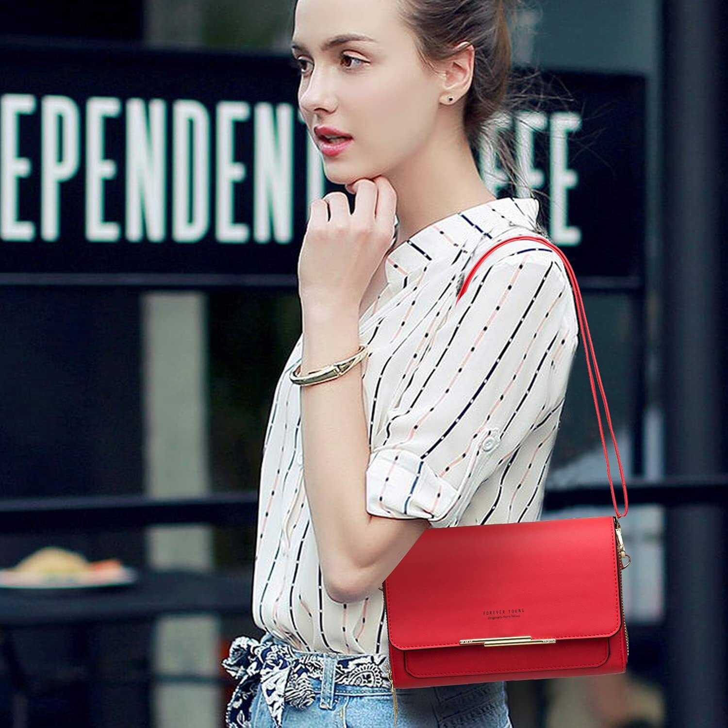 Leather Large Capacity Multifunctional Shoulder Clutch Crossbody Bag Phone Purse