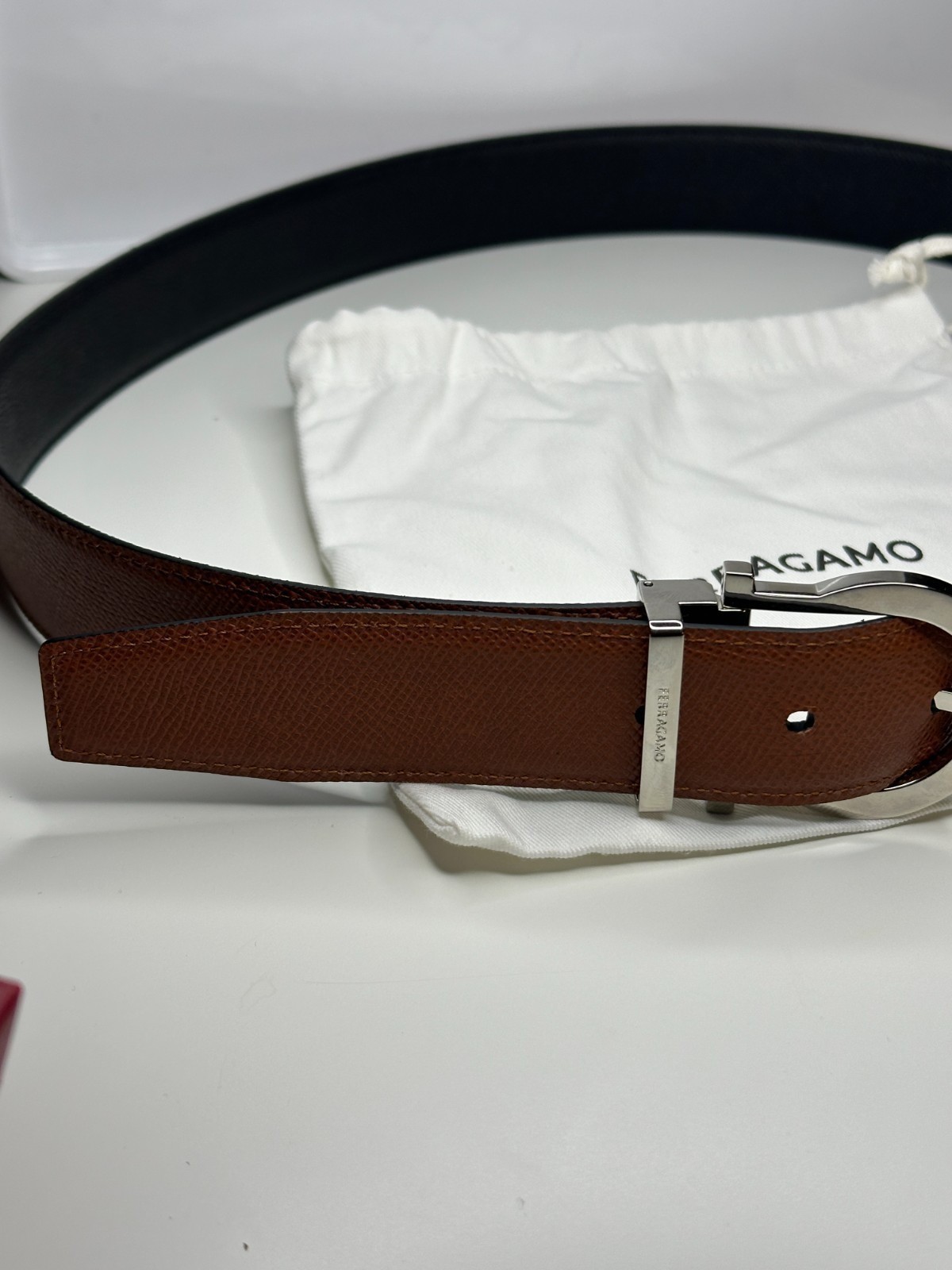 SALVATORE FERRAGAMO TAN & BLACK REVERSIBLE MENS BELT