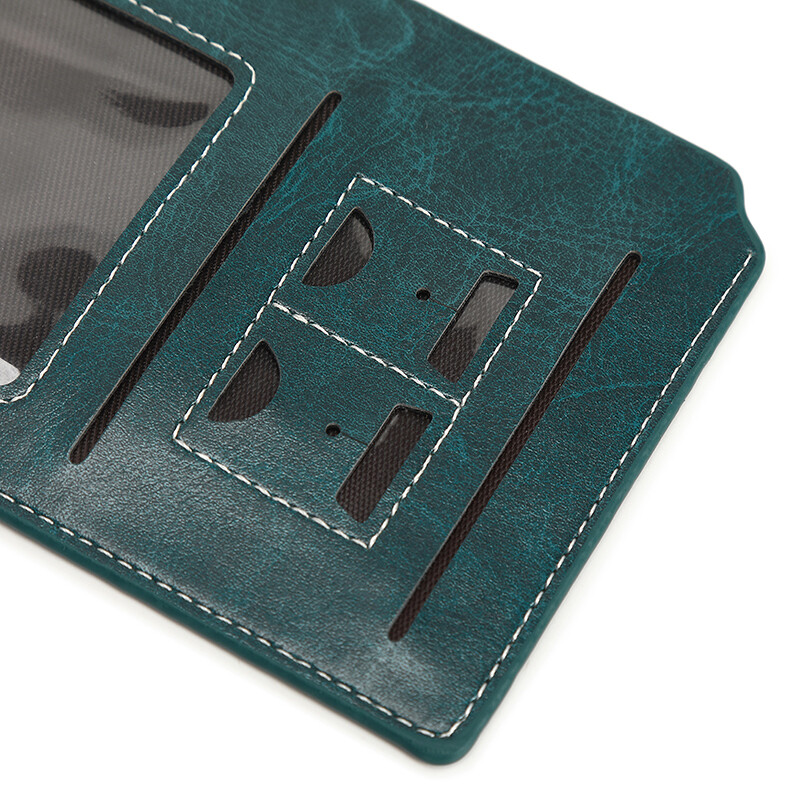 19 Card Slots Lady Oil Wax Leather Bifold Wallet Fashion Clutch Handbag W/ Hasp