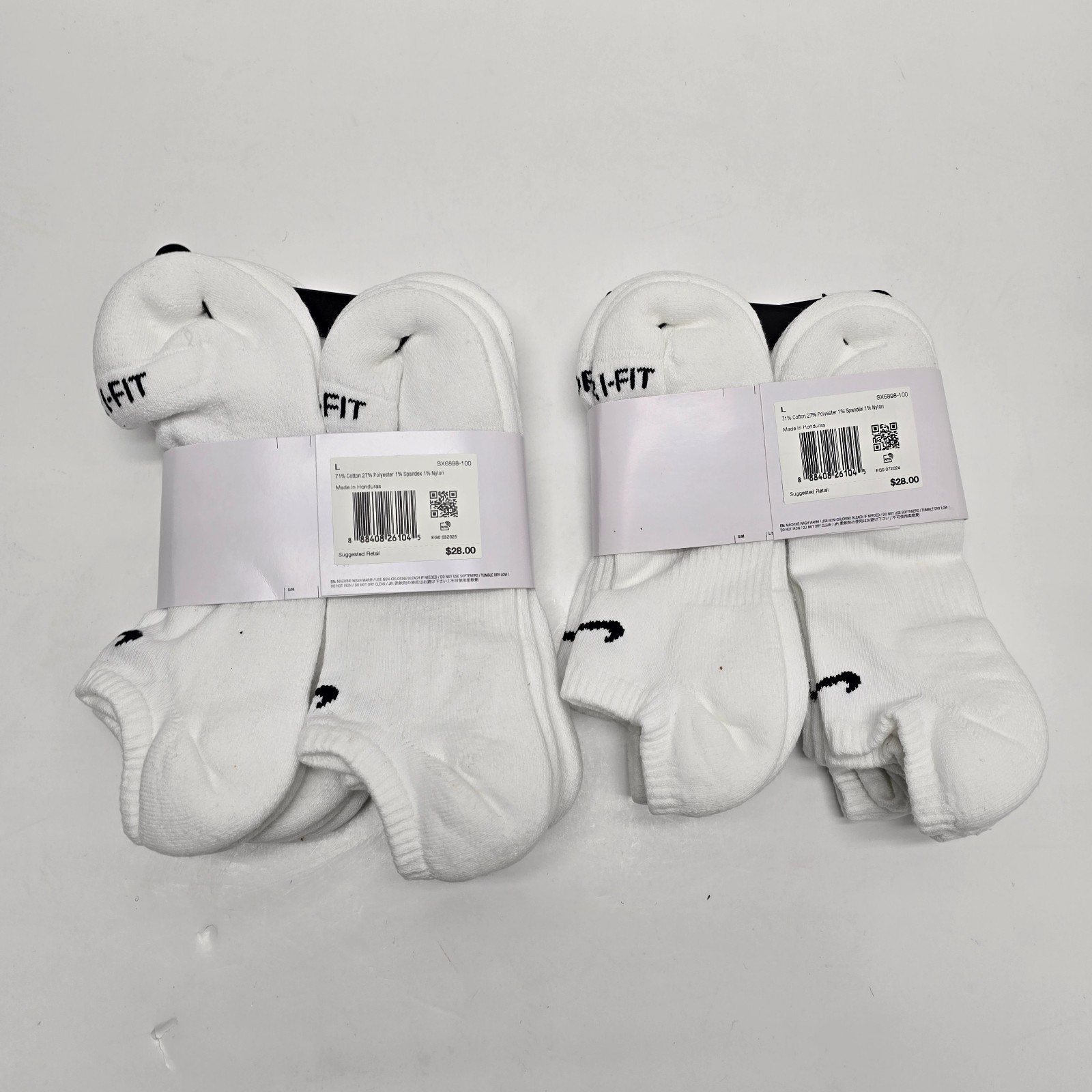 12 pairs NIKE Large Everyday WMN 10-13/MEN 8-12 Cotton Cushioned Crew SX6898-100