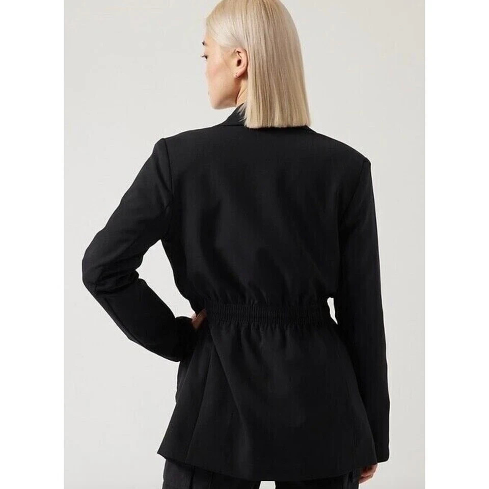 Athleta 20 Endless Primatwill Blazer Black Stretch Elastic Waist #860105