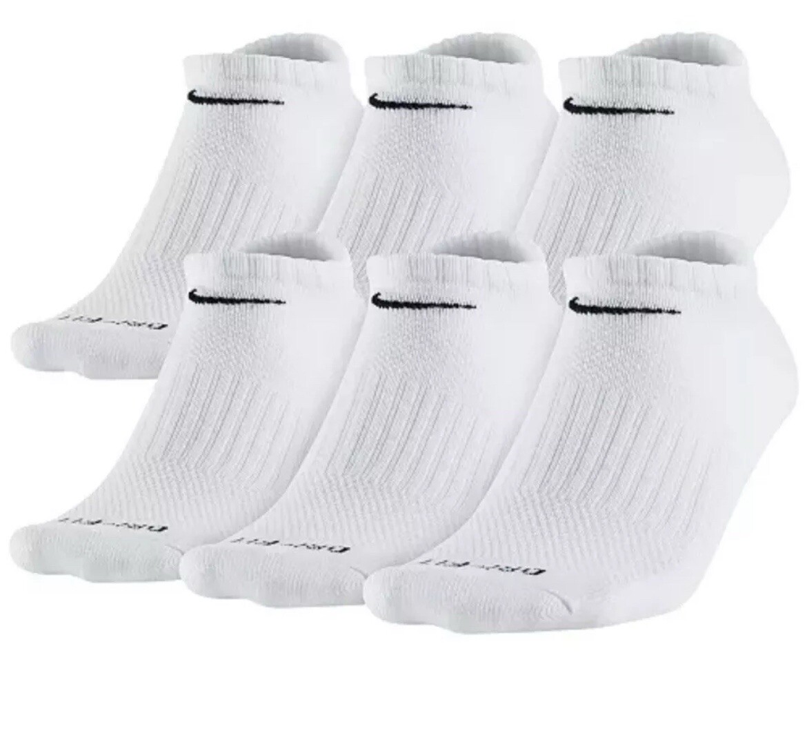 Nike Everyday Plus Cushion White no show Socks – 6 Pair Pack – NWT