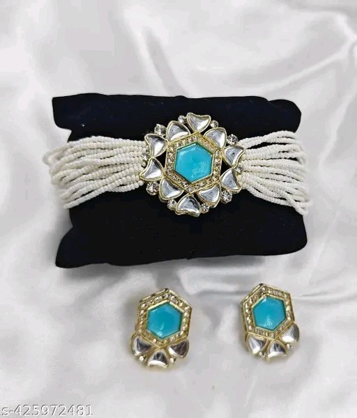 Indian Bollywood Gold Plated Kundan Choker Bridal Necklace Earrings Jewelry Set