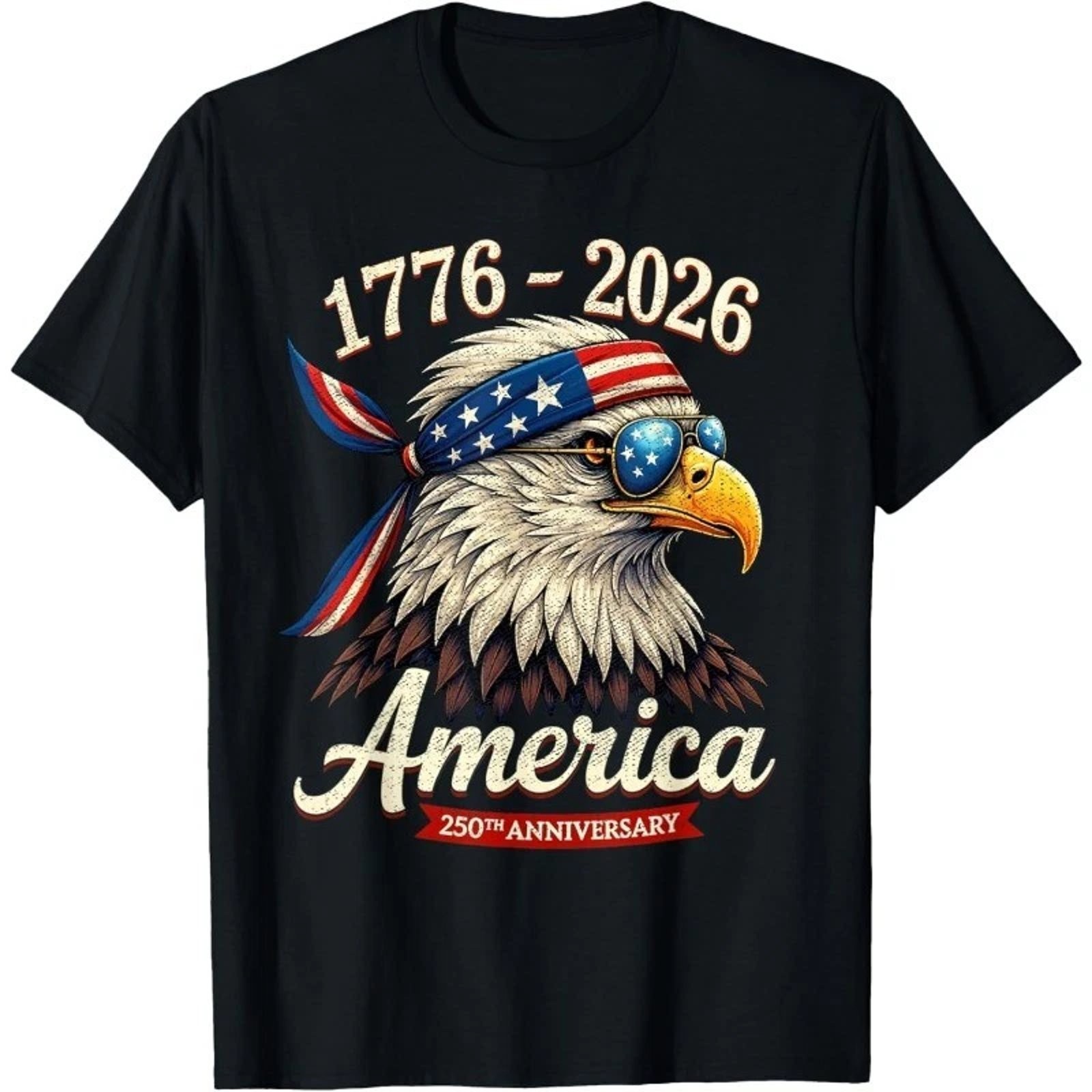 250 Years America 1776 Bald Eagle 250th Birthday US Flag Graphic Tee Mens