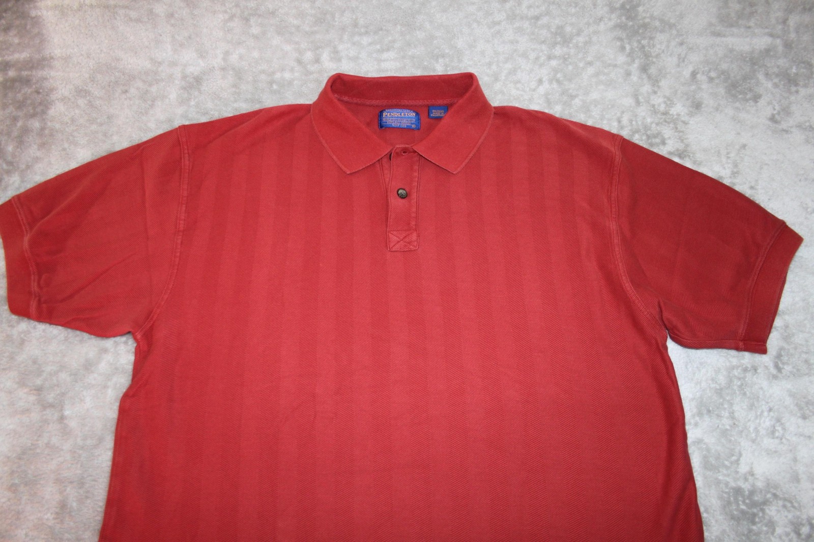 Pendleton Polo Shirt Mens L Red 100% Cotton Herringbone Breathable Easy Care