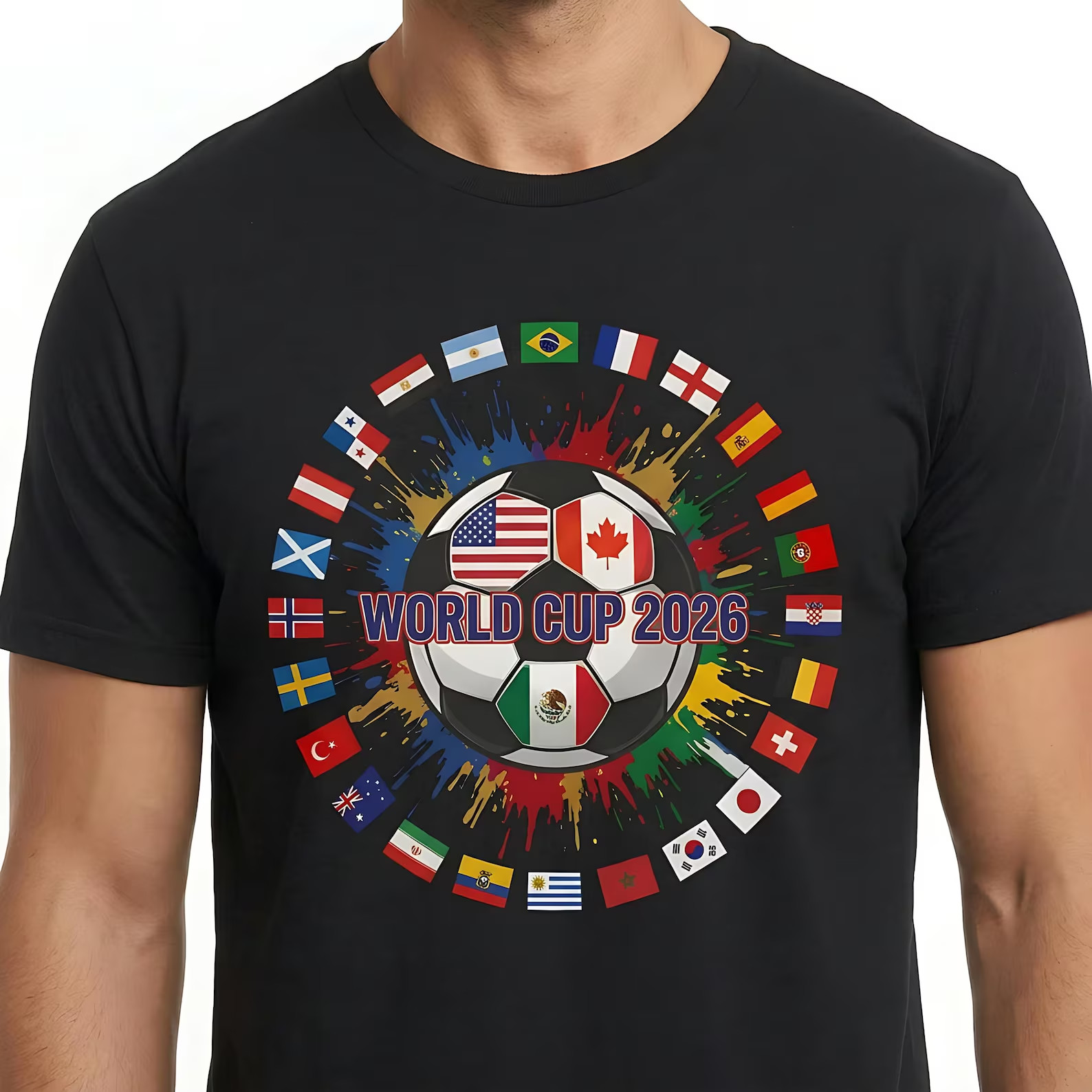 Shirt Soccer Ball with Flag – World Cup 2026 T-Shirt