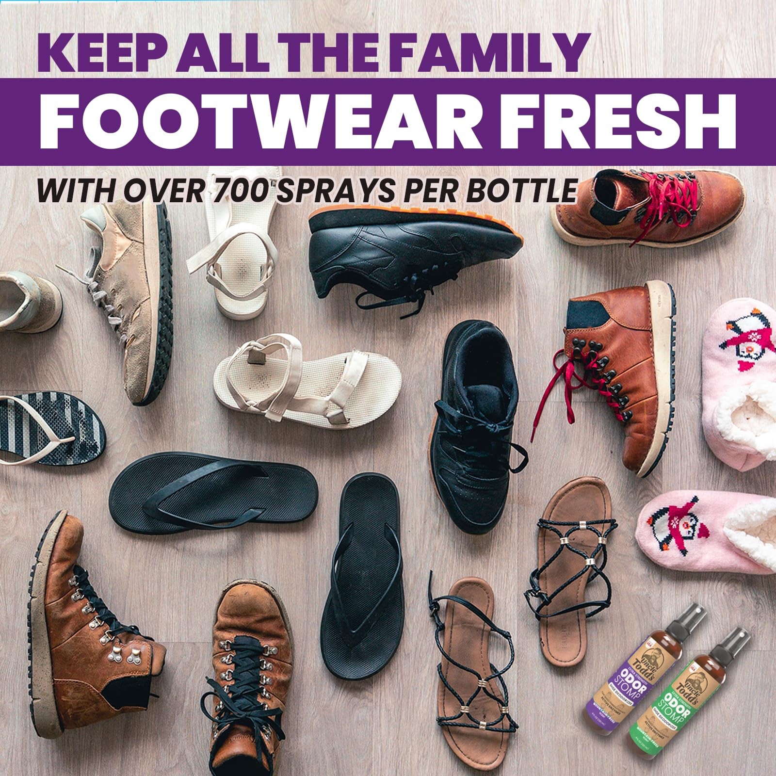 Shoe Deodorizer 2-Pack Enzyme Odor Elimination for All Footwear Powerful Proven