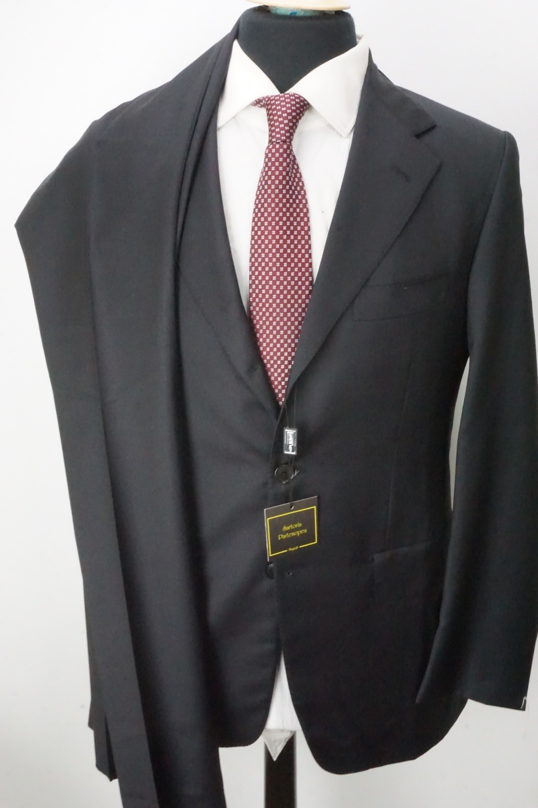 Sartoria Partenopea S140s Wool Solid Blue 2 Pc Suit Jacket Pants 38 US BRAND NEW