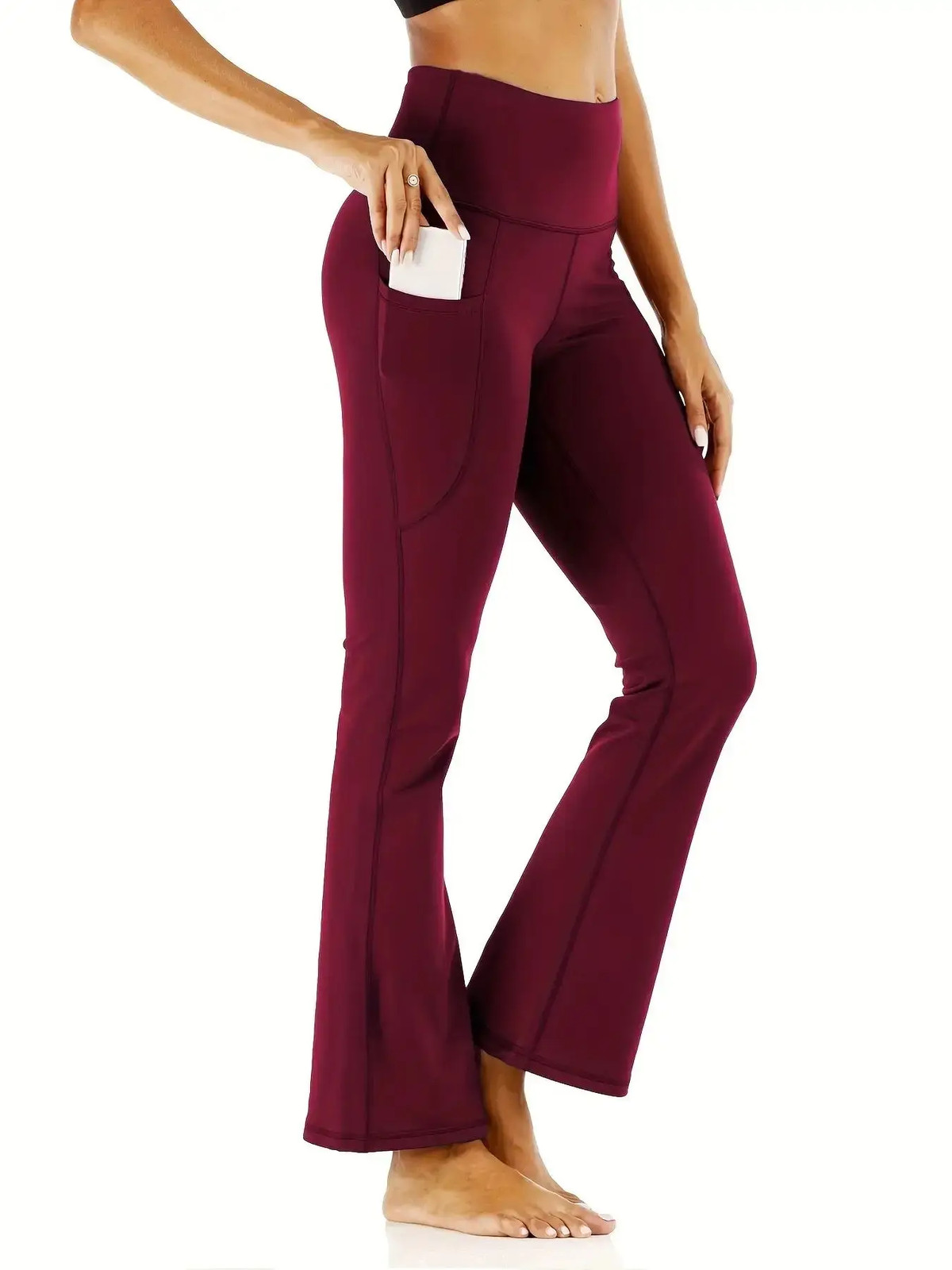 Women’s Flared Pants with Pockets, Flared Leg Yoga Pants High Waist Fitness
